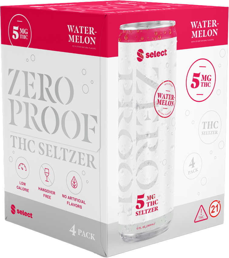 Select Zero Proof Watermelon 5MG THC | 4 pack of 12 oz Can