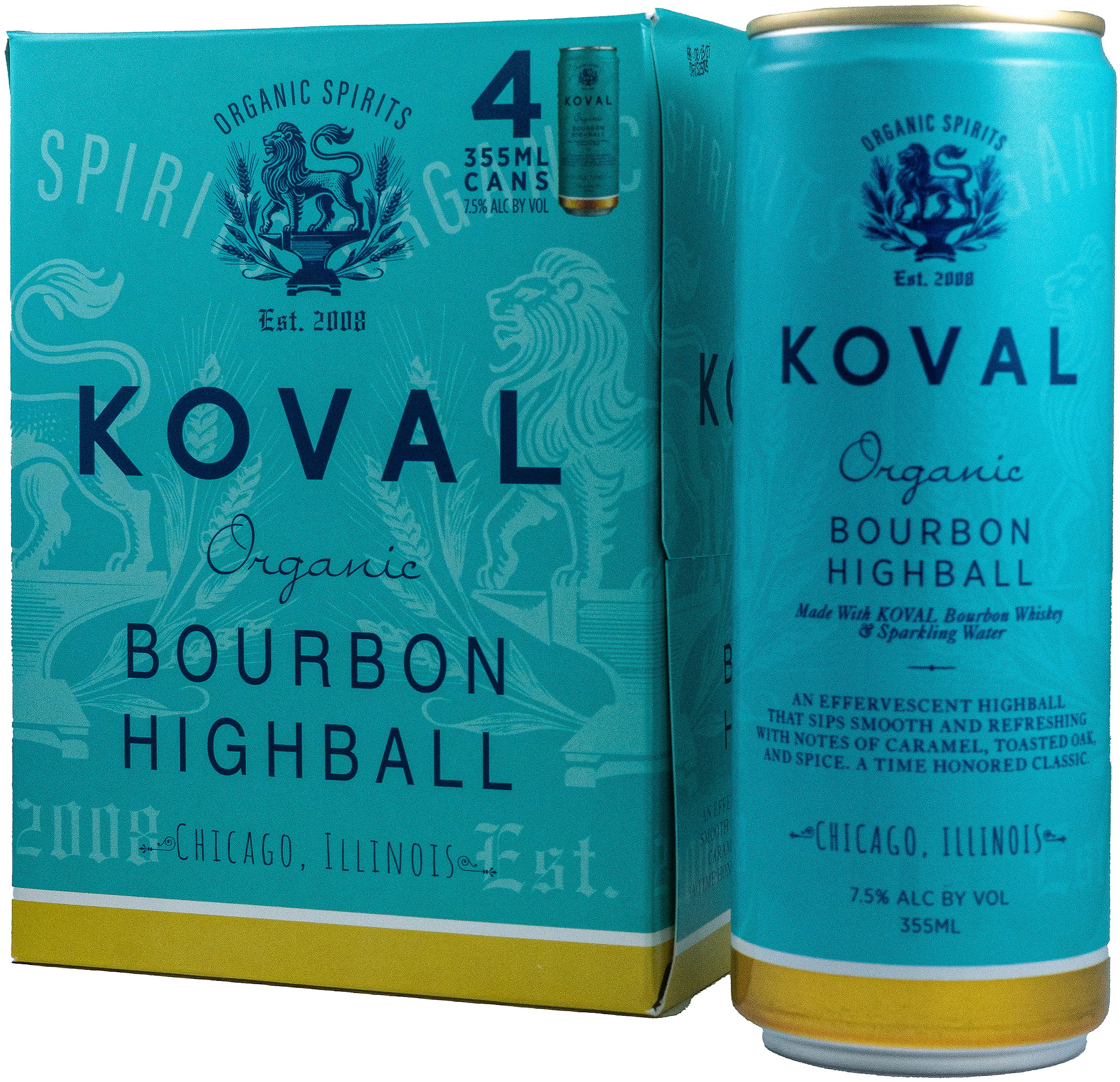 Koval Distillery Bourbon Highball 4 Pack Cans | 4 pack of 355 ml Can