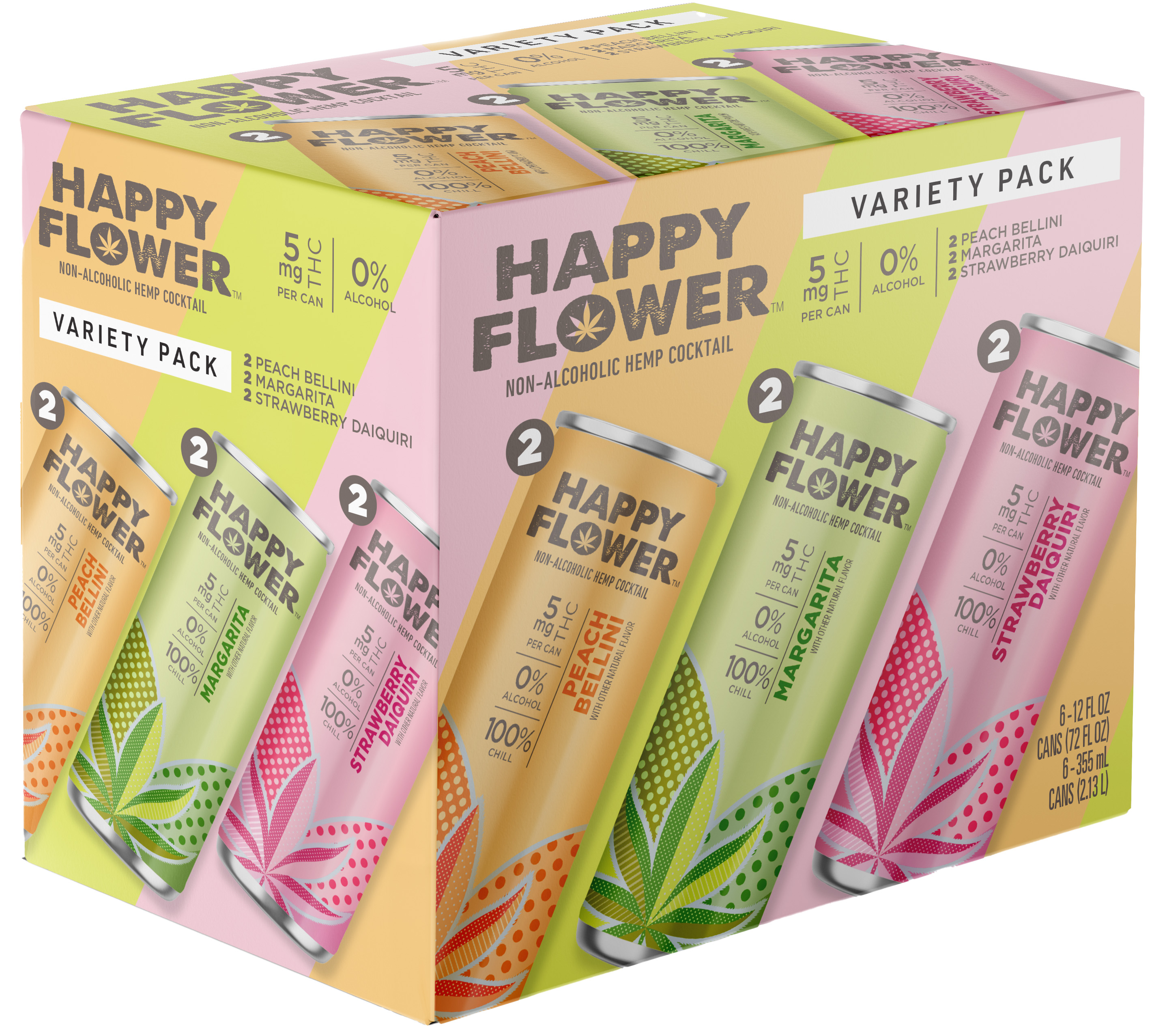 Happy Flower Variety 5MG THC | 6 pack of 12 oz Can