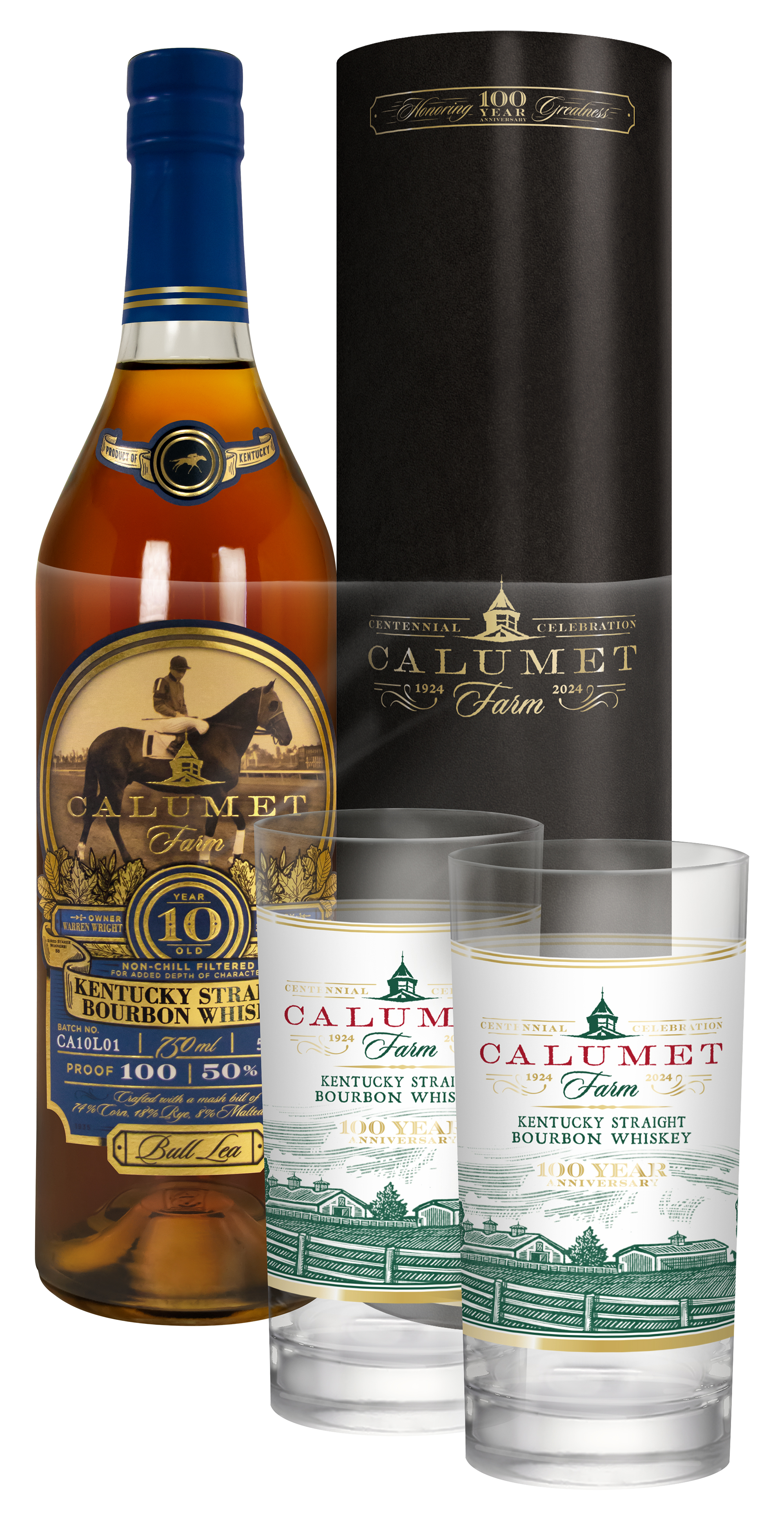Calumet Farm 10 year old Kentucky Straight Bourbon Glass Set | 750