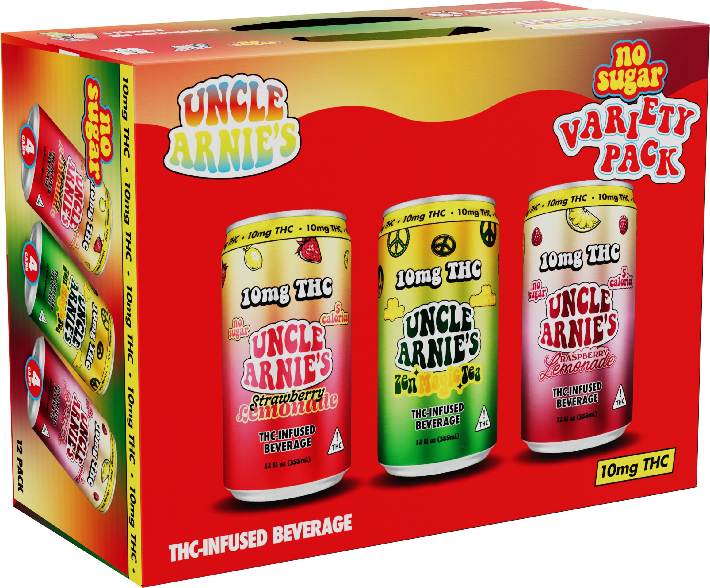 Uncle Arnie's Sugar-Free Variety Pack 10mg THC | 12 pack of 12 oz Can