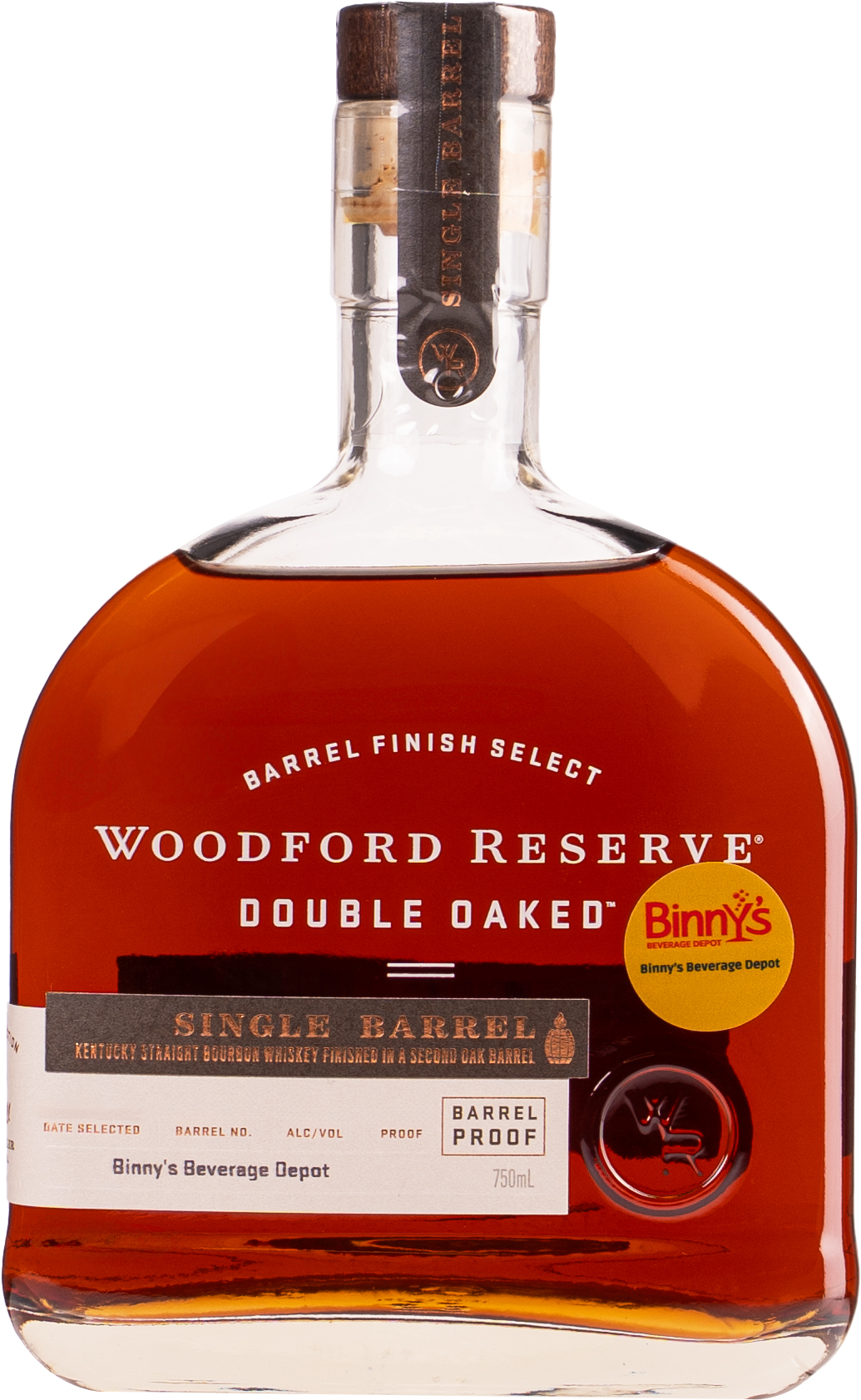 Woodford Reserve Double Oaked Bourbon Single Barrel # 0145 Binny's Handpicked | 750 ml Bottle Woodford Reserve Double Oaked Bourbon Single Barrel # 0145 Binny's Handpicked | 750 ml Bottle
