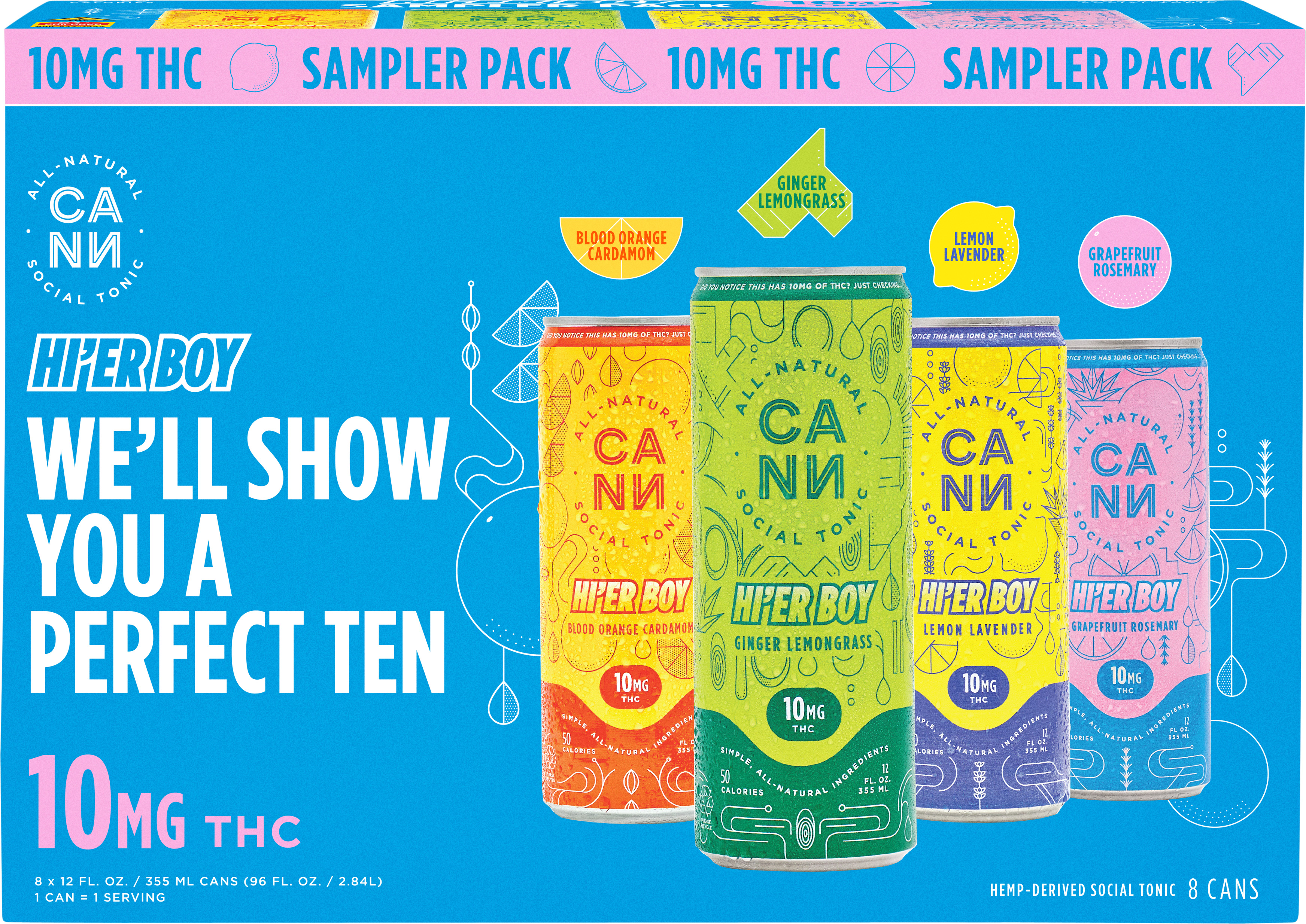 Cann Tonic Variety Pack 10MG THC | 8 pack of 12 oz Can