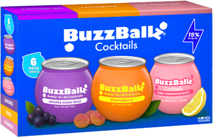 Buzzballz Fruity Faves Variety 6 Pack | 6 pack of 200 ml Bottle