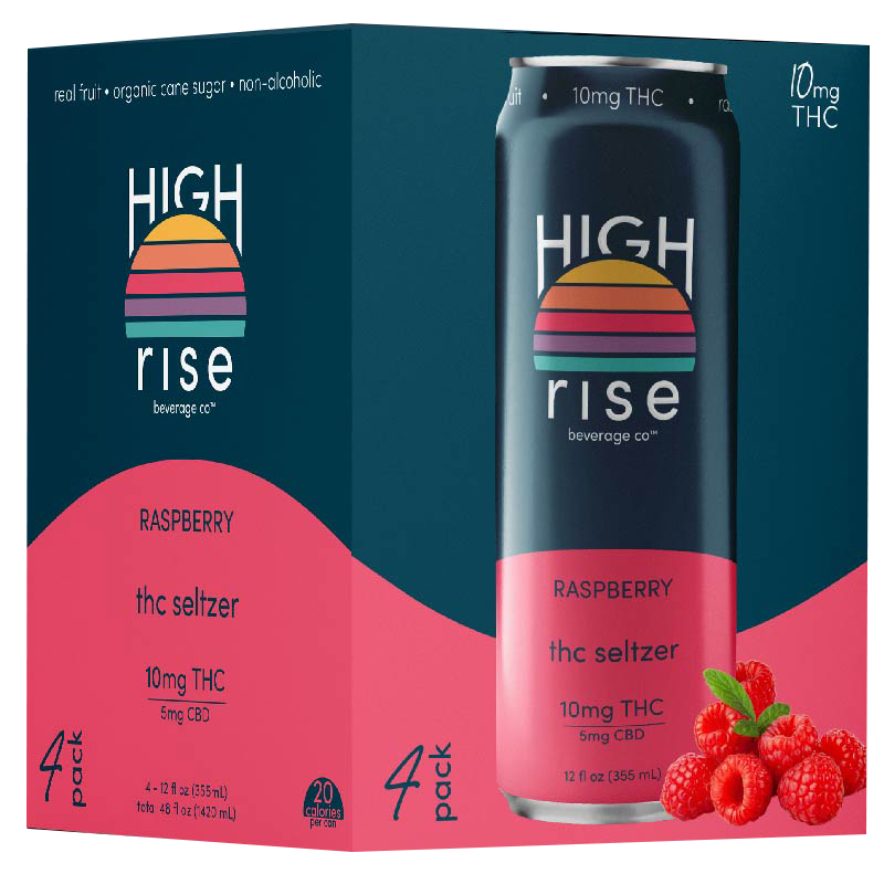 High Rise Raspberry 10mg THC 5mg CBD | 4 pack of 12 oz Can