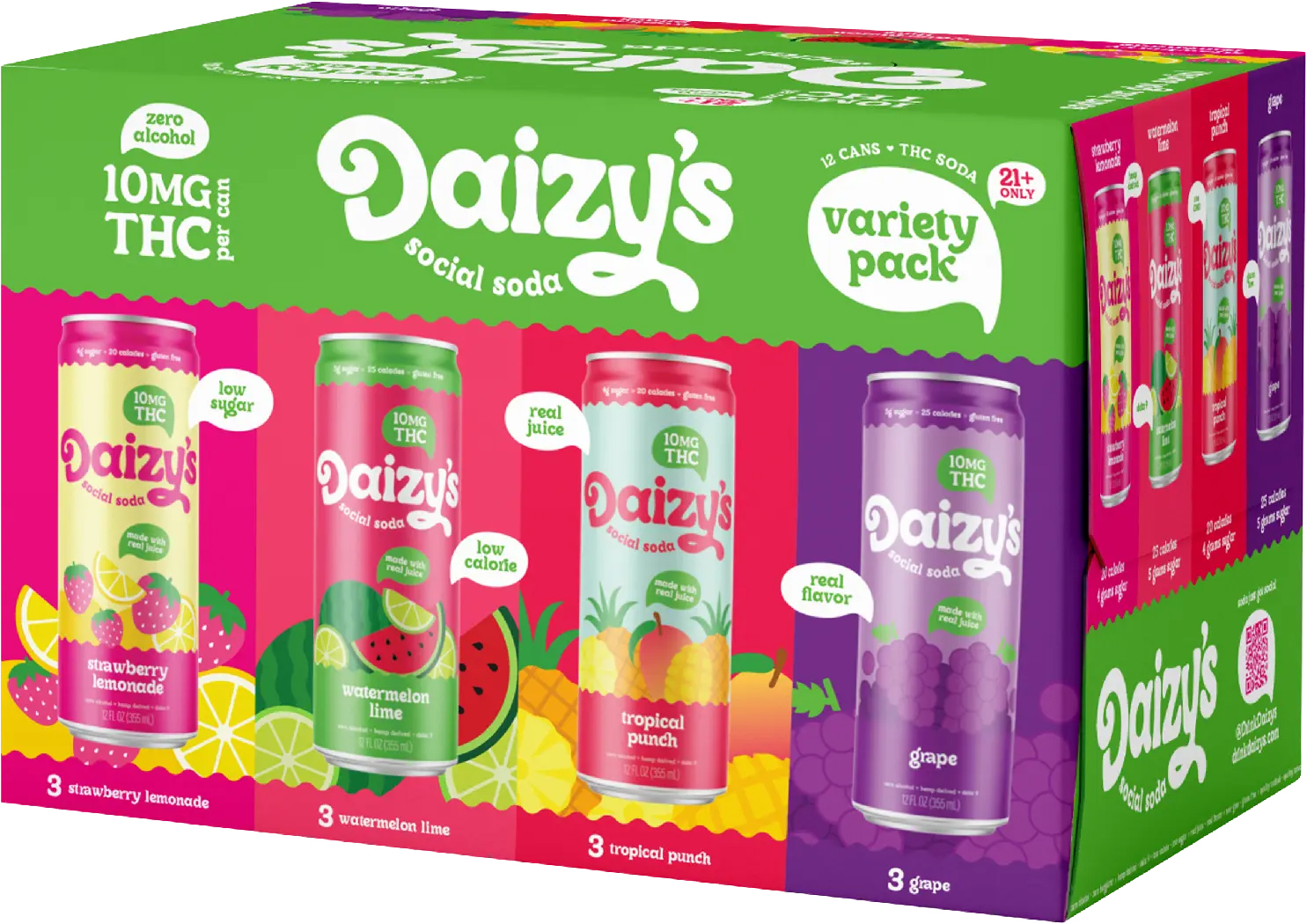 Daizy's Social Soda Variety Pack 10mg THC | 12 pack of 12 oz Can