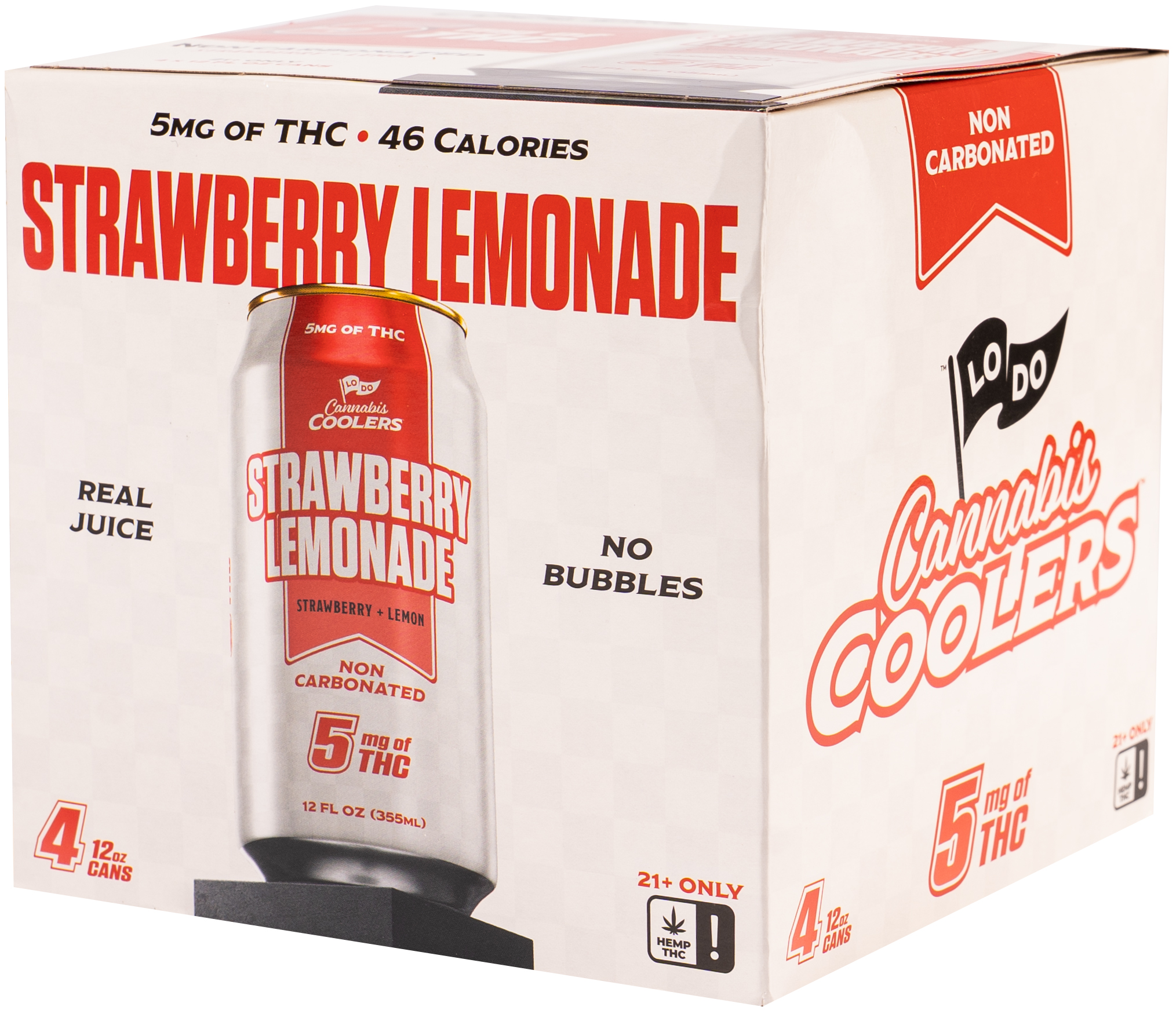 LoDo Strawberry Lemonade 5MG THC | 4 pack of 12 oz Can