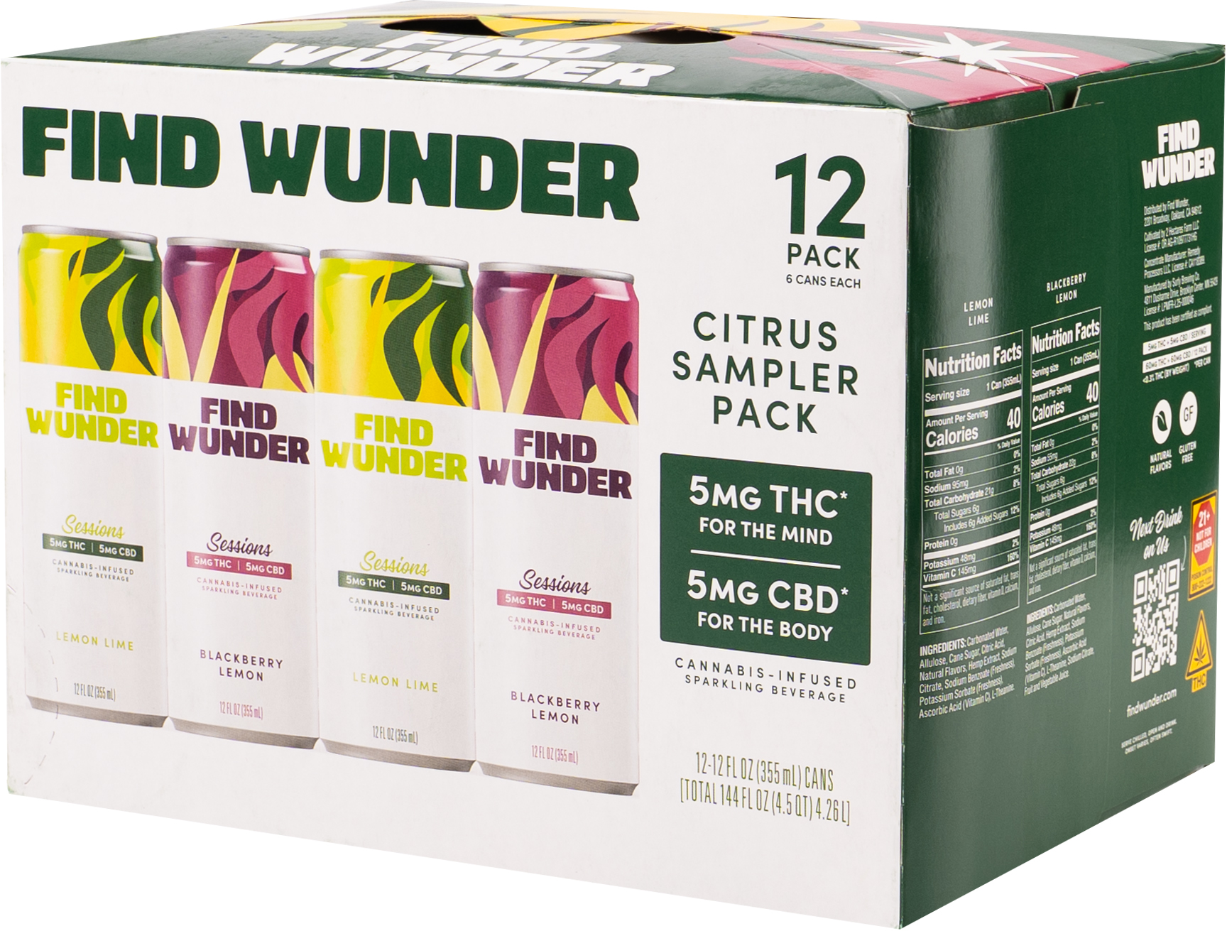 Find Wunder Sessions Sampler Pack 5mg THC 5mg CBD | 12 pack of 12