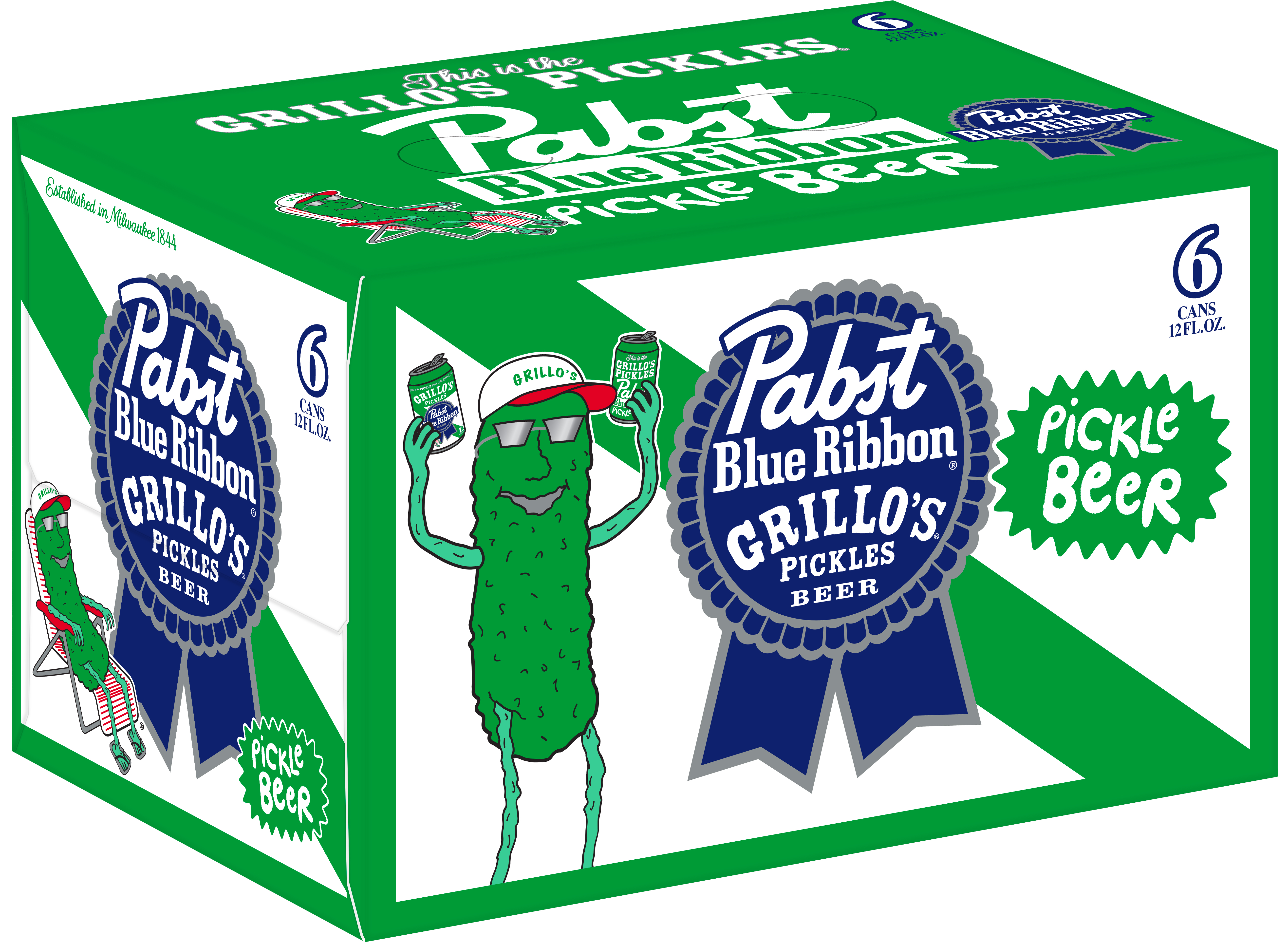 Pabst Blue Ribbon and Grillo's Pickle Beer | 6 pack of 12 oz Can