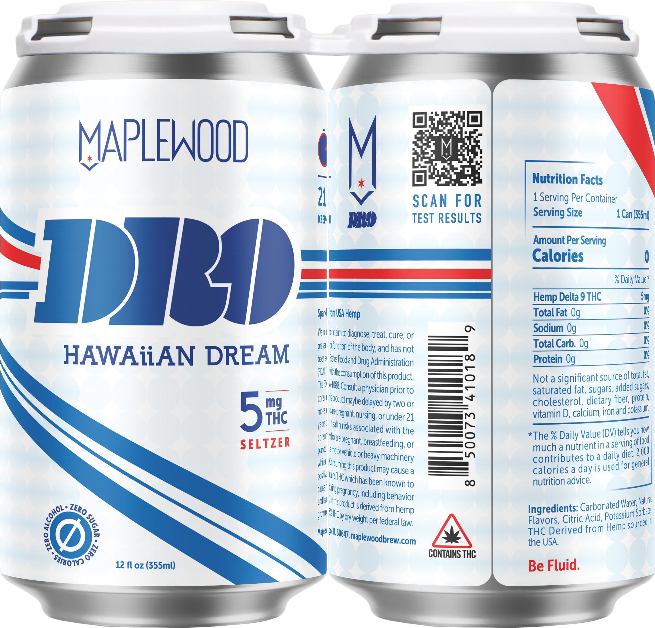 Maplewood DRO Hawaiian Dream 5MG THC | 4 pack of 12 oz Can
