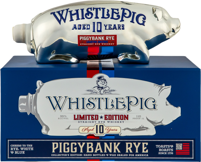 WhistlePig Red White and Blue Piggybank 10 year old Rye | 1 L Bottle