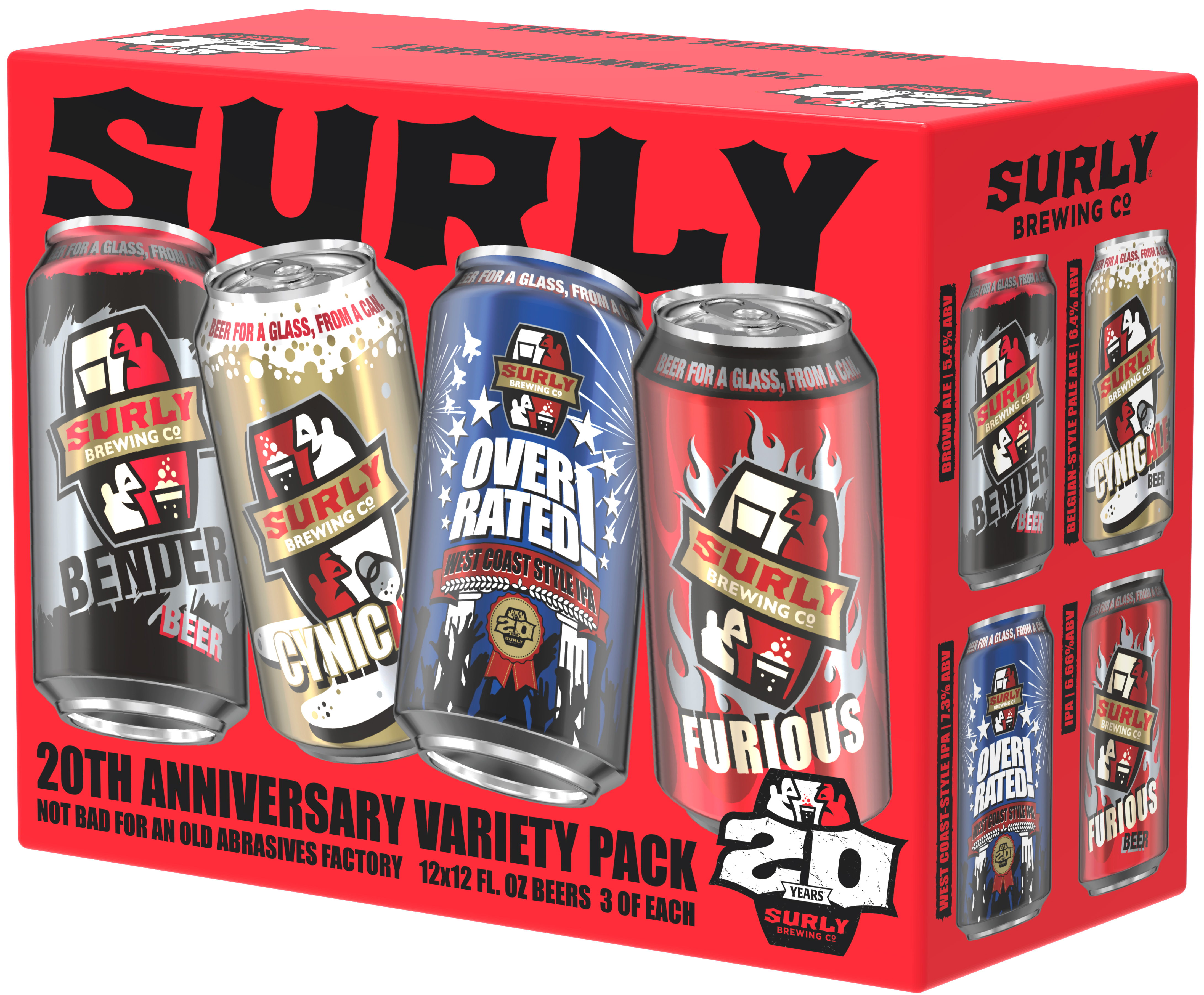 Surly 20th Anniversary Variety Pack | 12 pack of 12 oz Can