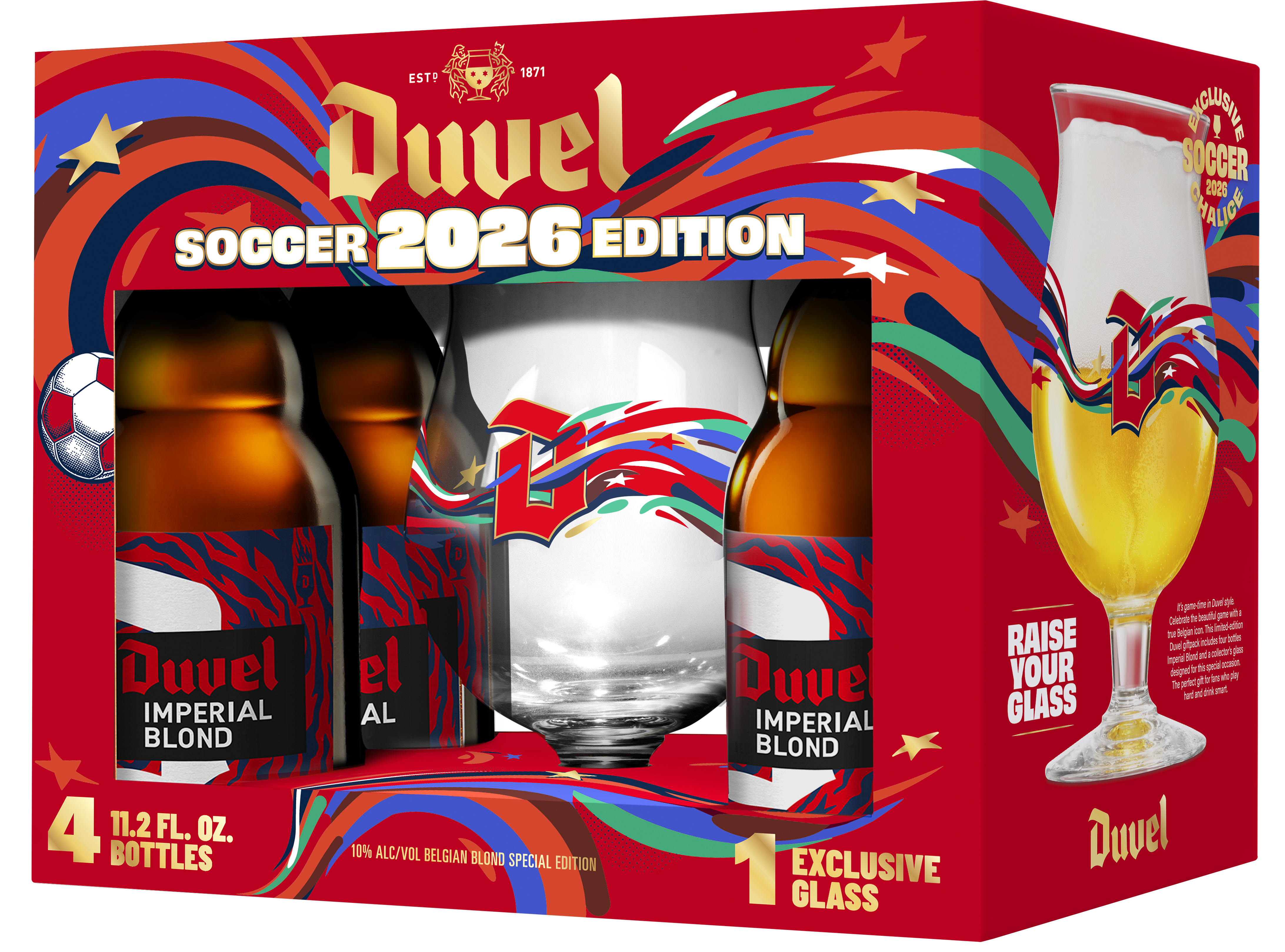 Duvel Imperial Blond Soccer Gift Pack | 4 pack of 11.2 oz Bottle