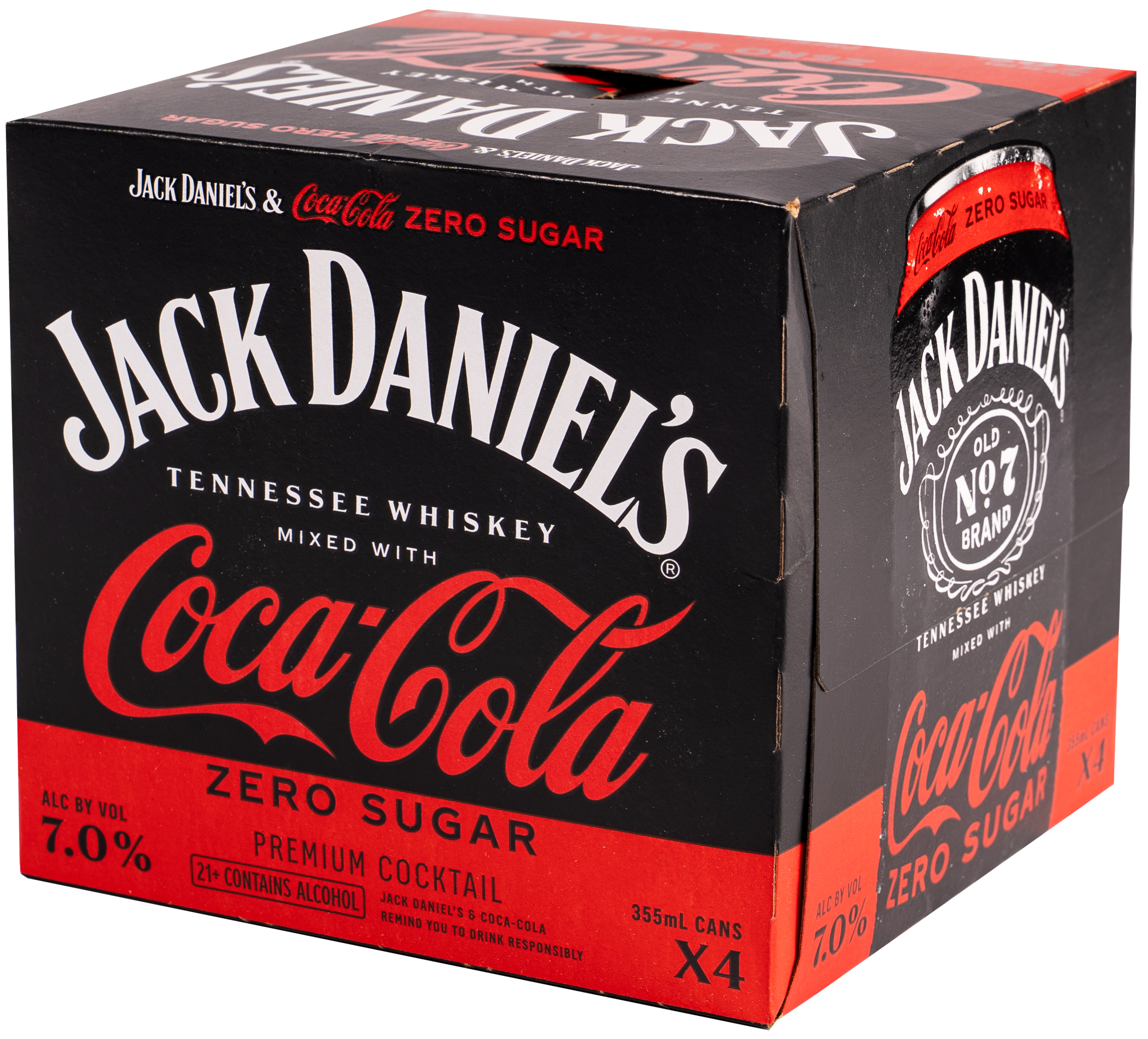 Jack Daniel's Jack and Coke Zero | 4 pack of 355 ml Can