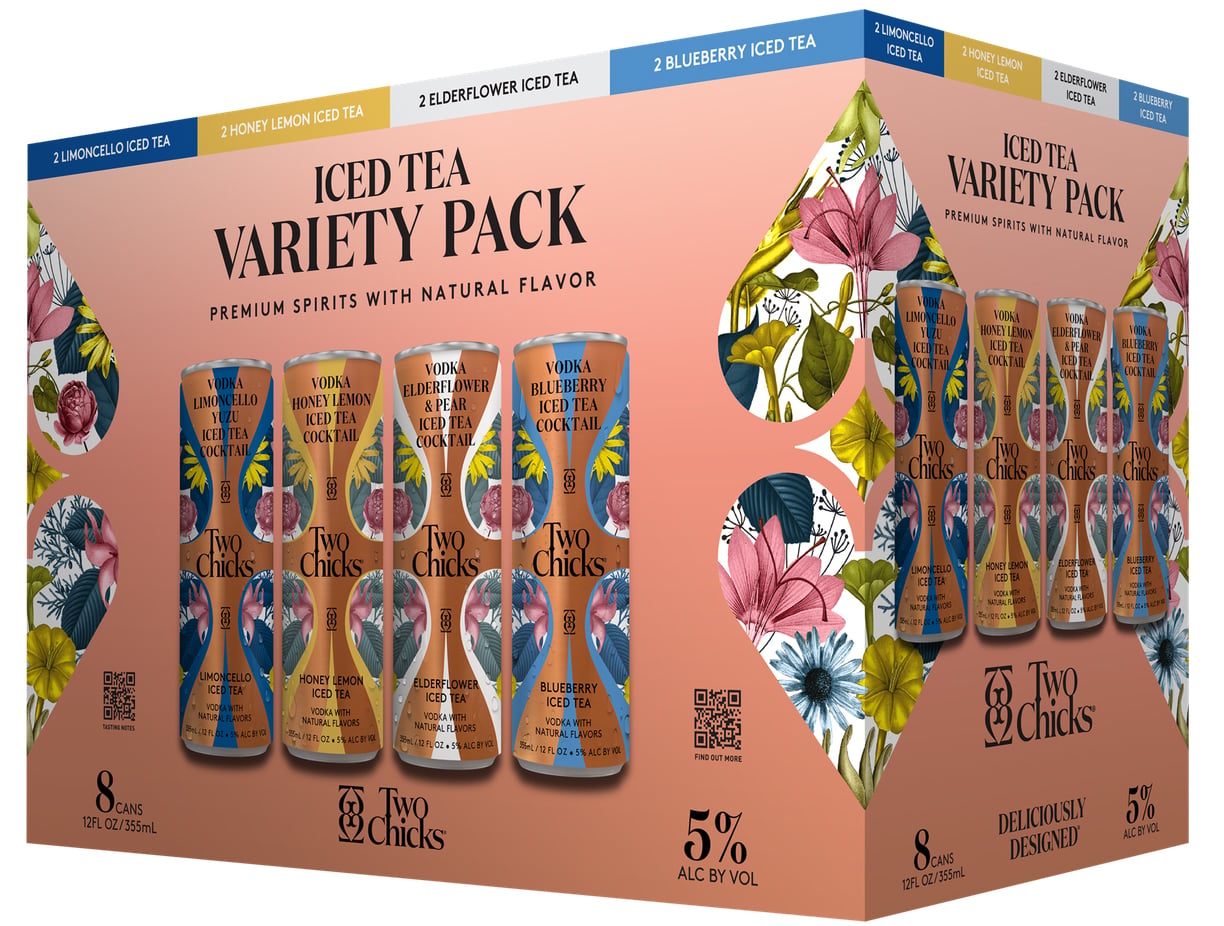 Two Chicks Cocktail Tea Variety | 8 pack of 12 oz Can
