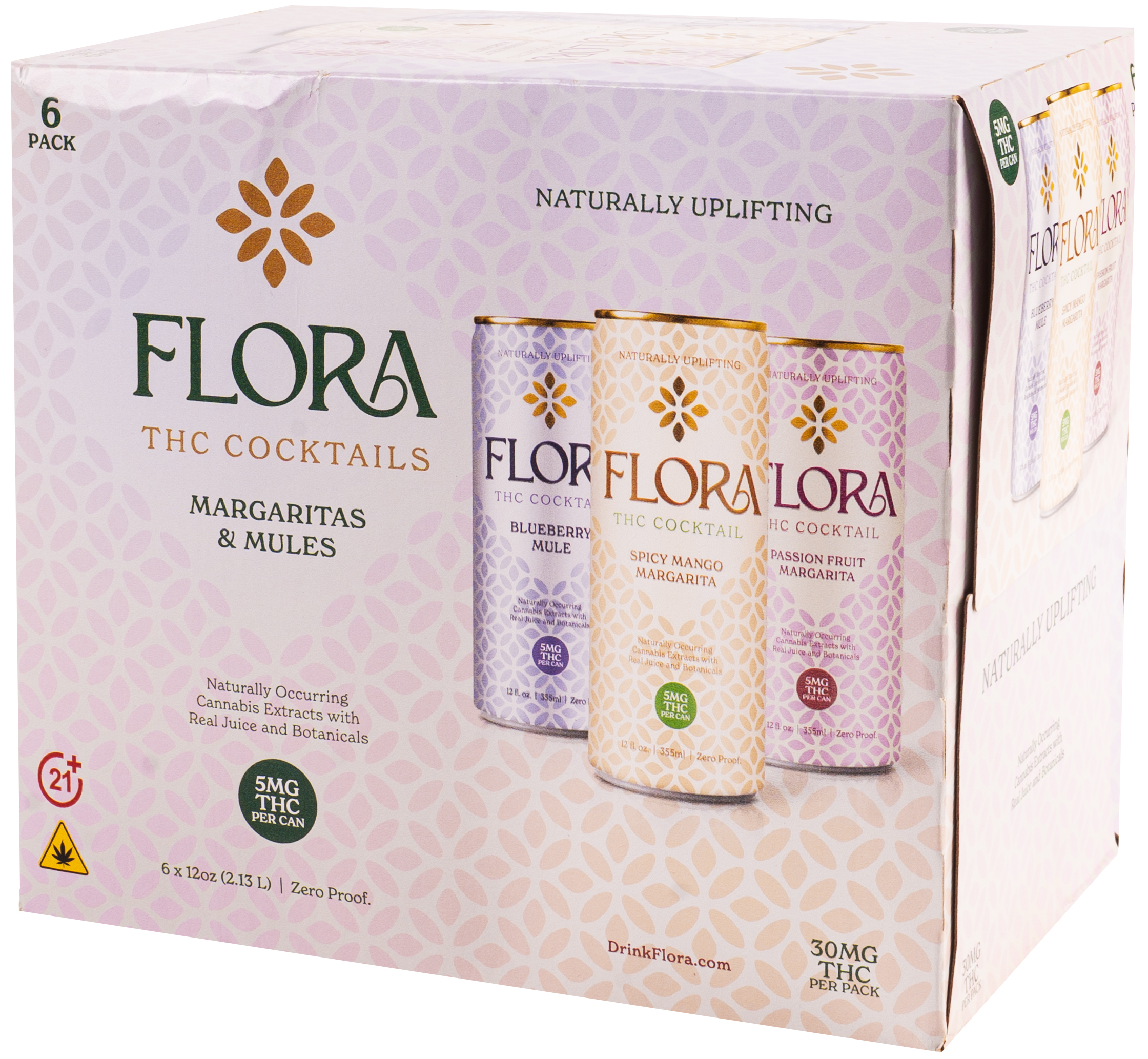 Flora Cocktail Variety Pack 5mg THC 2.5mg CBD | 6 pack of 12 oz Can