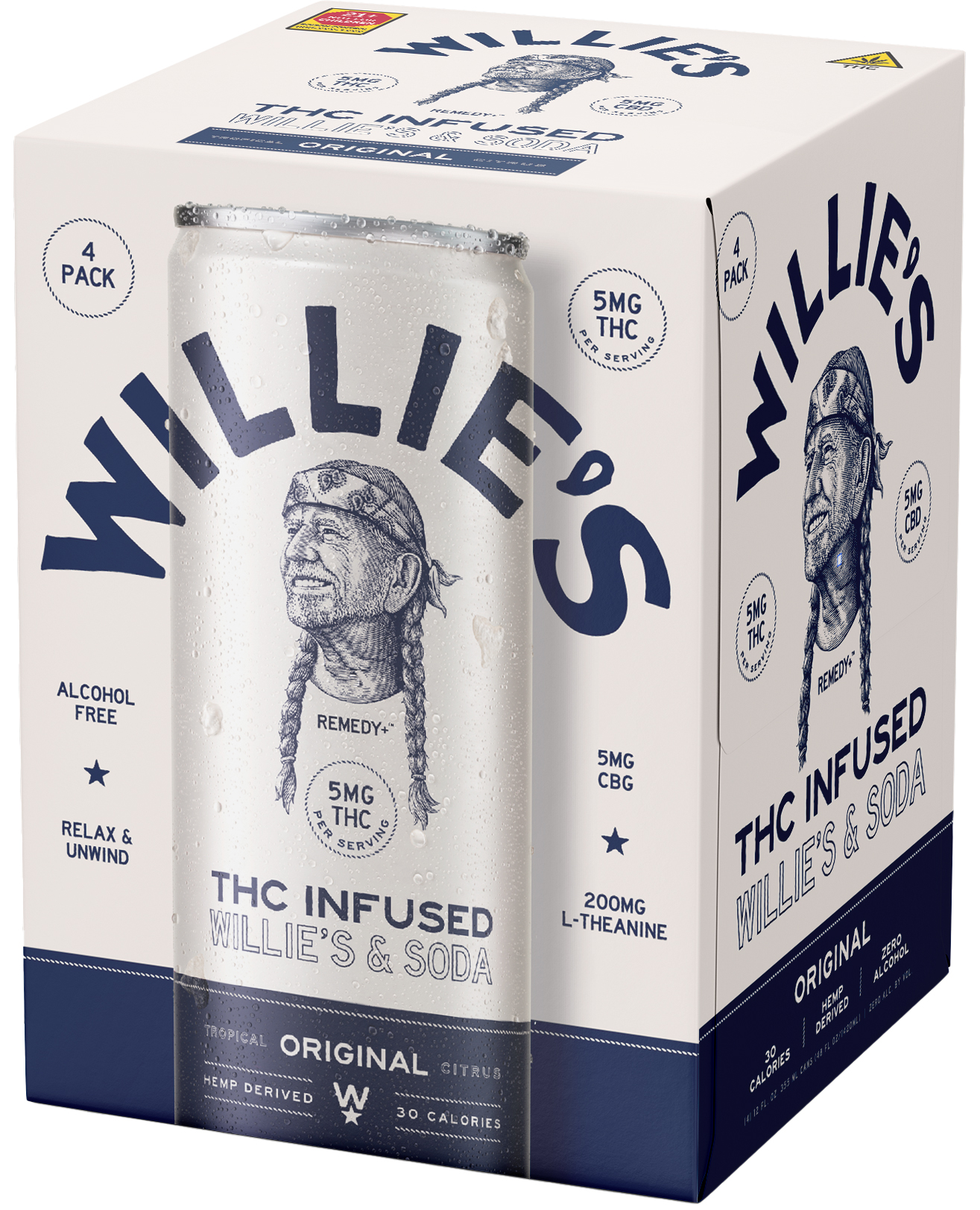 Willie's Remedy+ Original 5mg THC 5mg CBD 5mg CBG | 4 pack of 12