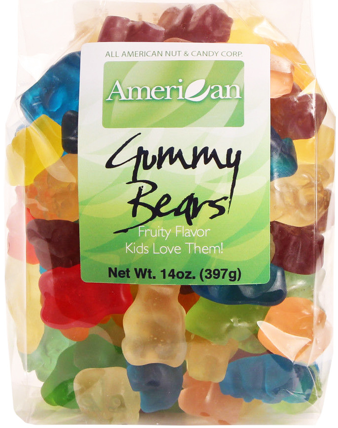 All American Nut & Candy 12 Flavor Gummi Bears Bag
