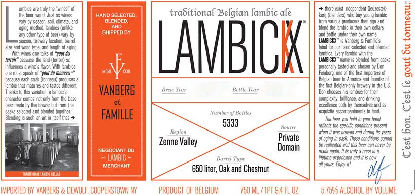 Lambickx Private Domain Lambic by Vanberg and Dewolf