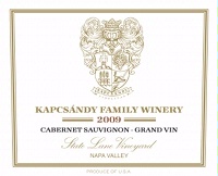 Kapcsandy Family Winery Estate Grand Vin Cabernet Sauvignon 2009