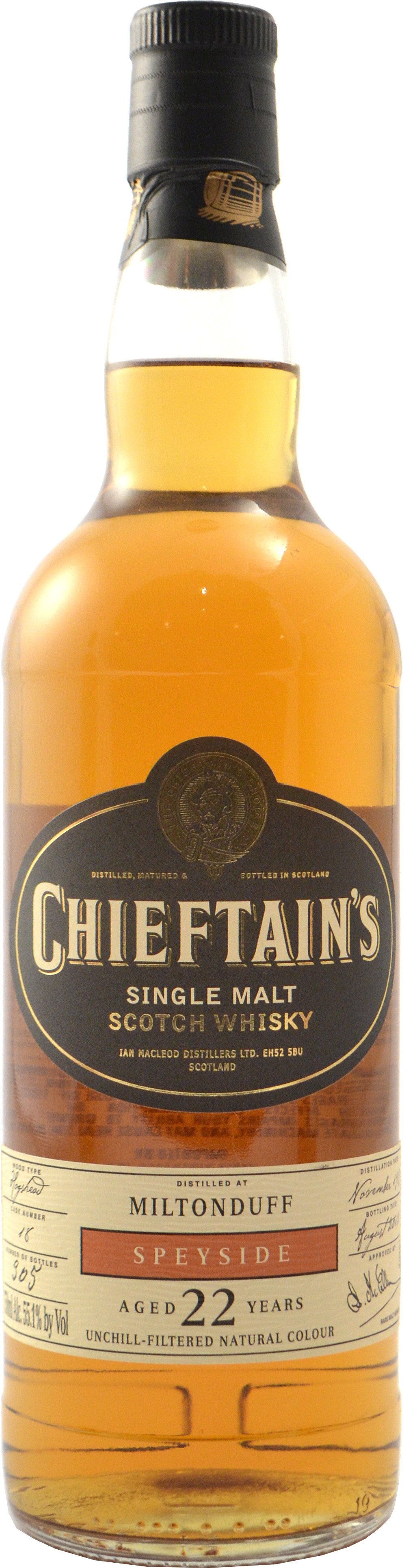 Chieftain's Choice Miltonduff 22 year old Unchillfiltered 1989