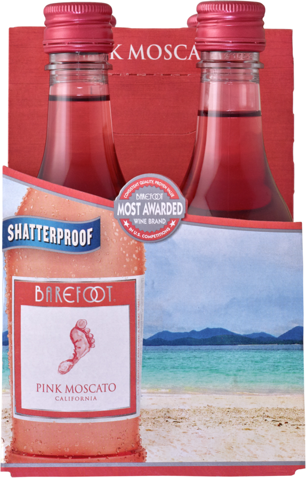 Barefoot Pink Moscato 4 Pack | 4 pack of 187 ml Bottle