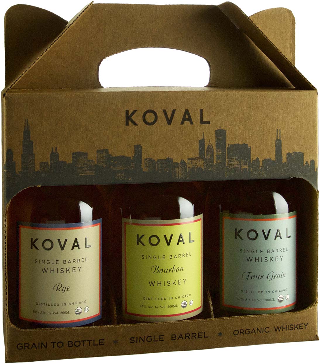 Koval Whiskey 3 X 200ml Gift Pack with Bourbon Rye and Four Grain