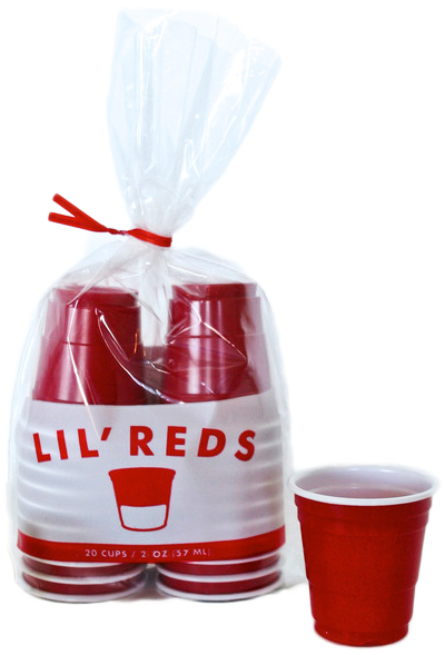 Lil Red Cups 1 ounce red and white plastic cups