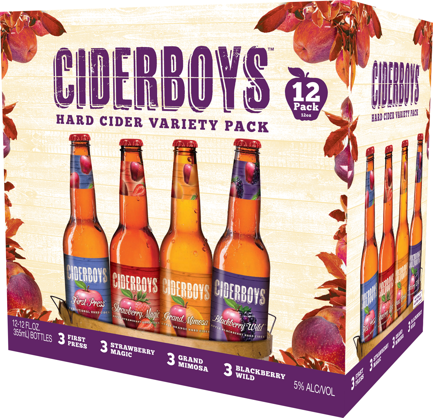 Ciderboys Variety Pack | 12 pack of 12 oz Bottle