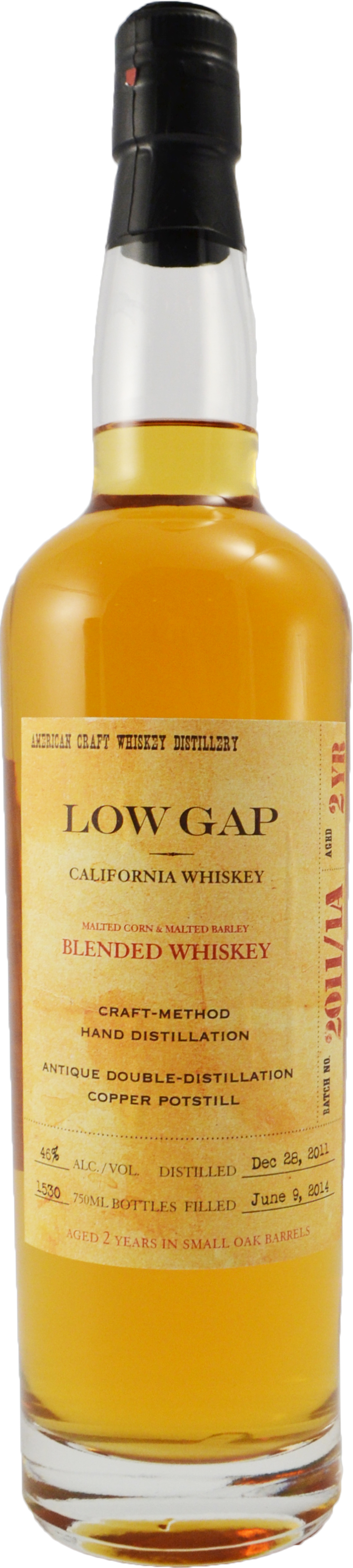 Low Gap 3 year old Blended Whiskey from Malted Wheat Corn and Malt