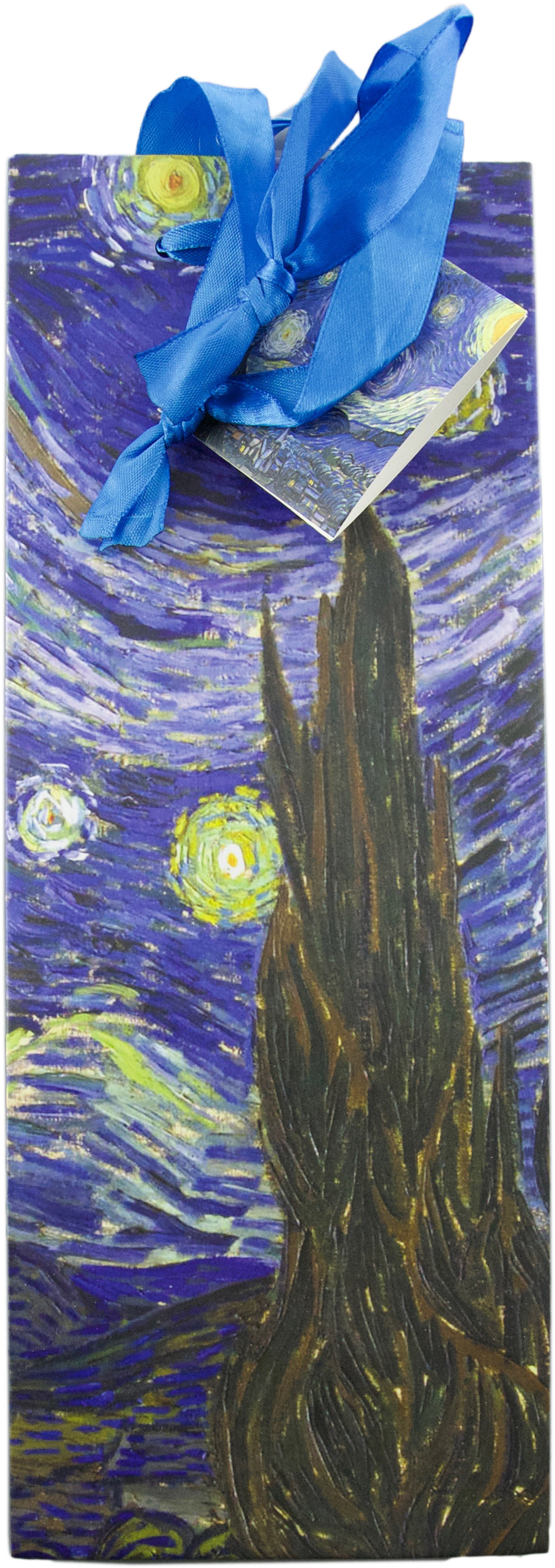 Wrap Art 1 Bottle Van Gogh Starry Night Ribbon Handle