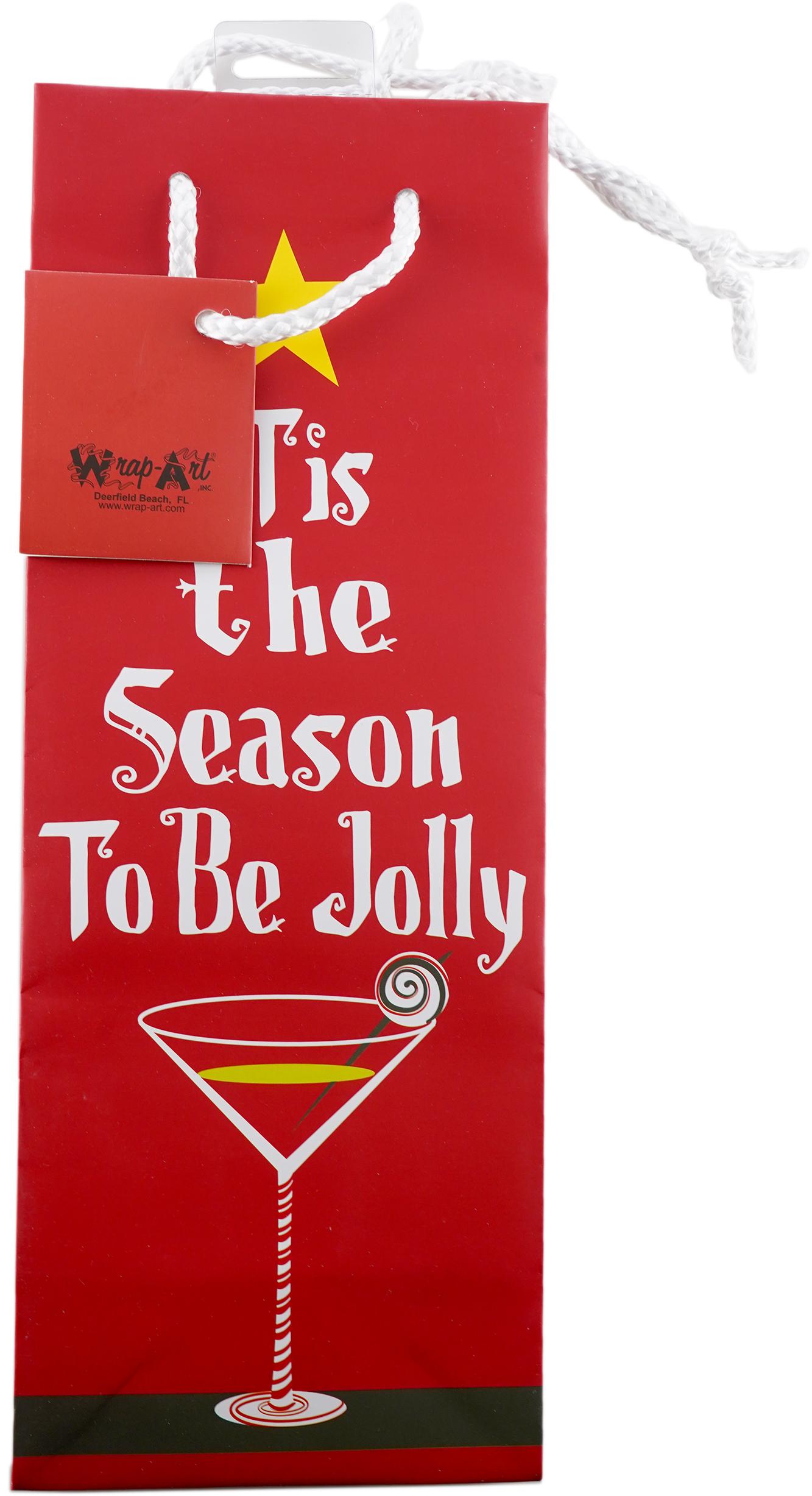 Wrap Art 1 Bottle Tis The Season To Be Jolly Rope Handle