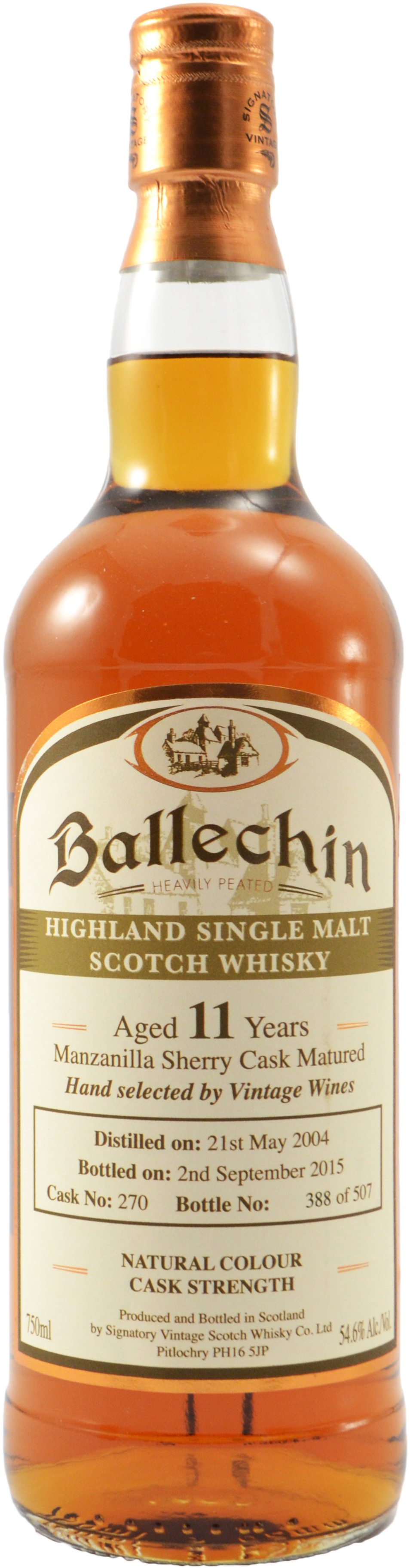 Signatory Ballechin 11 year old First Fill Manzanilla Sherry Butt # 27 Chicago Cask 2004