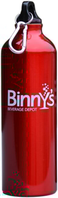Binny's Red Aluminum 25 ounce Water Bottle
