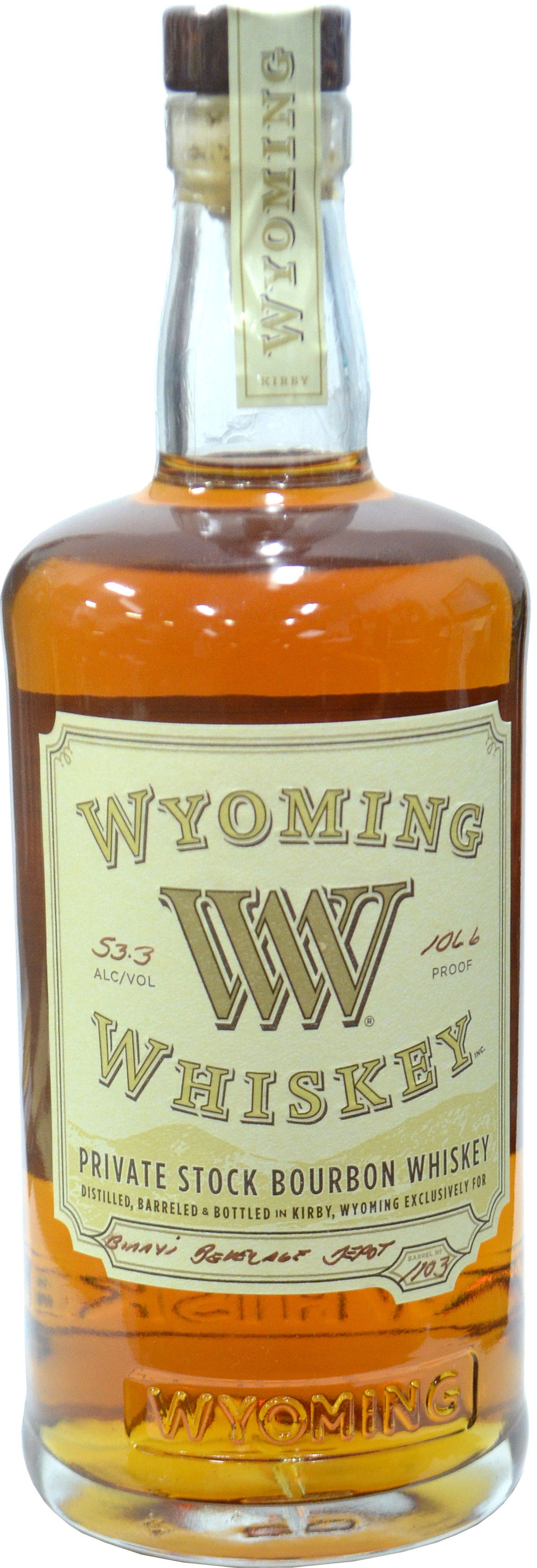 Wyoming Whiskey Private Stock Bourbon Barrel # 1103 Binny's Handpicked