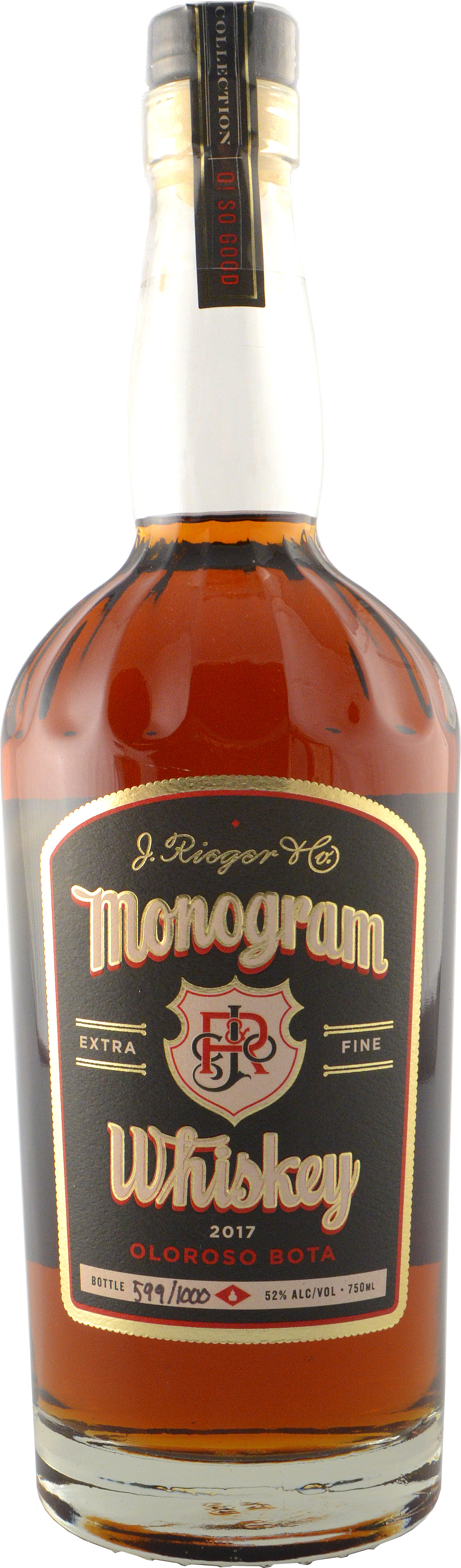 J. Rieger & Company Monogram Whiskey Oloroso Sherry Bota Finished 2018 Limited Release 2020