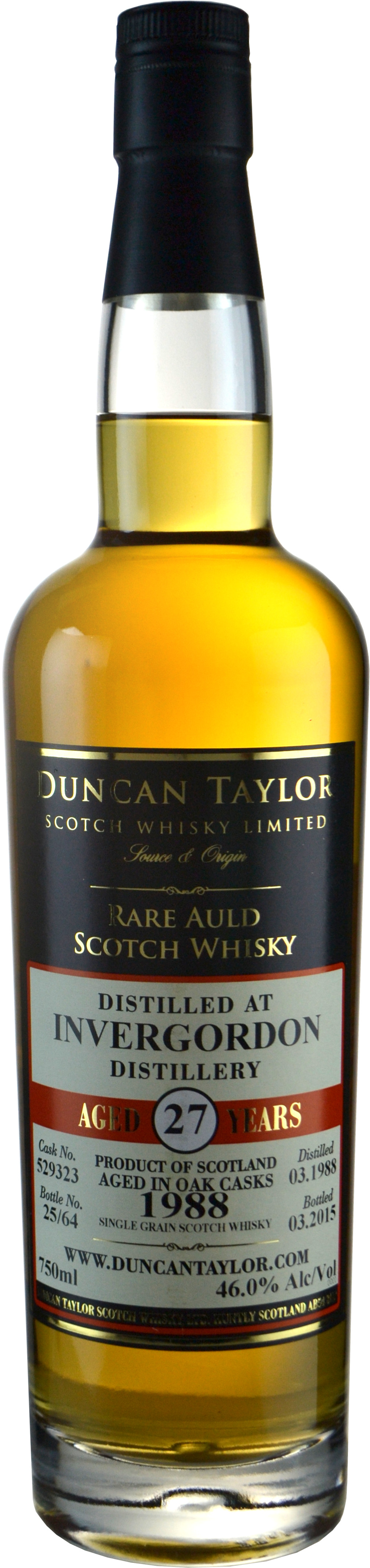 Duncan Taylor Invergordon 27 year old Single Cask # 529323 Grain Whisky 1988