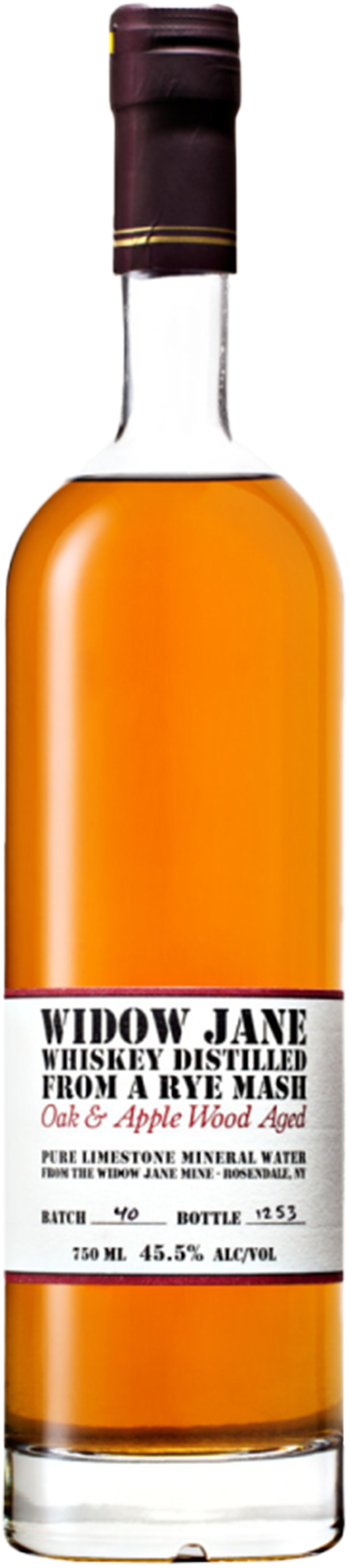 Widow Jane Whiskey Distilled from Rye Mash Oak & Apple Wood Aged