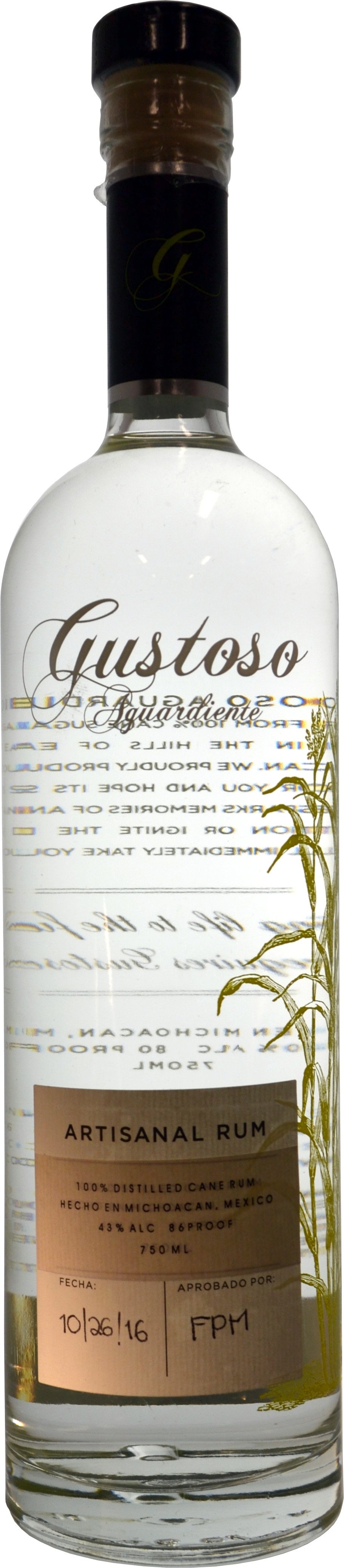 Gustoso Aguardiente Blanco Artisinal Rum