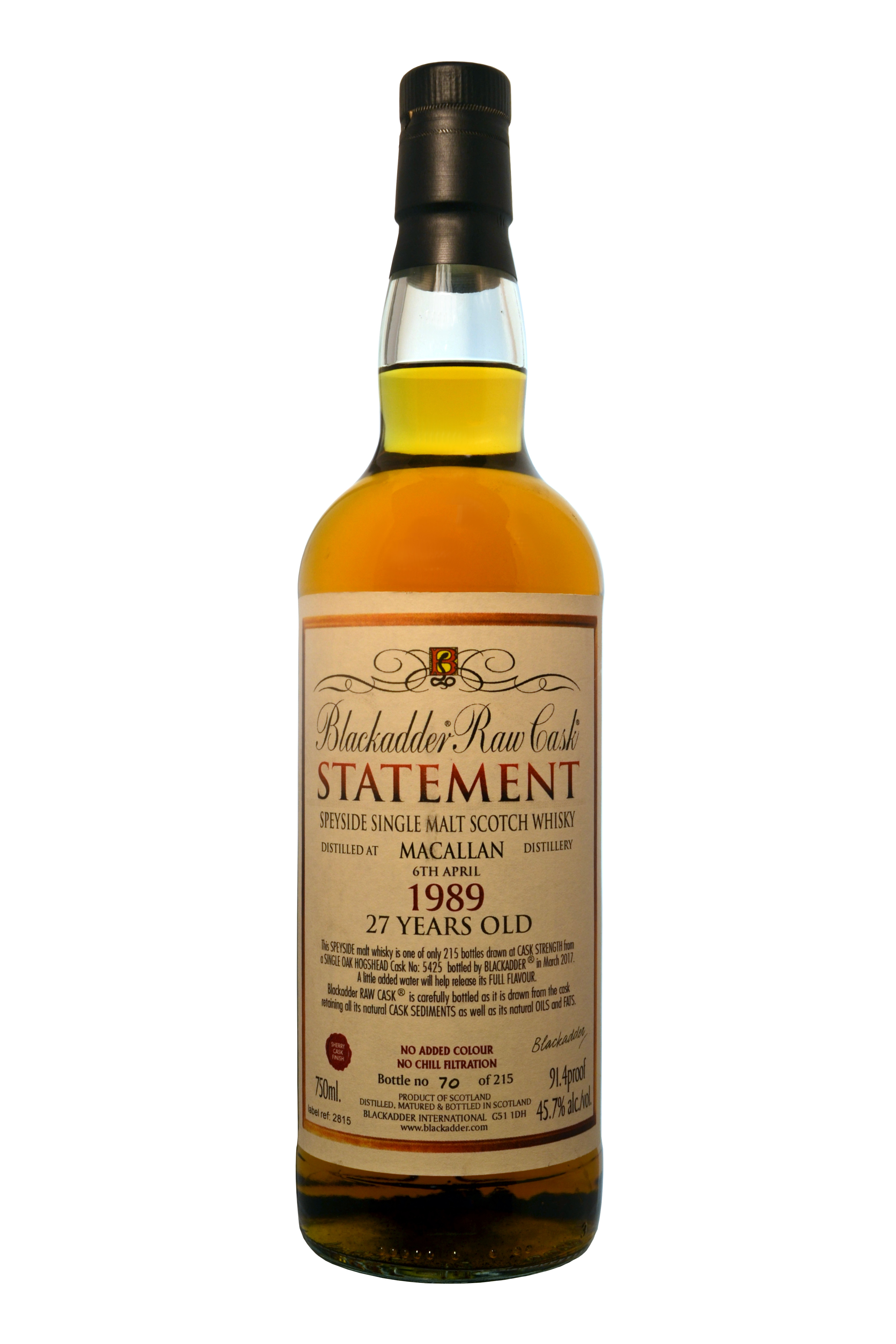 Blackadder Macallan 27 year old 1989