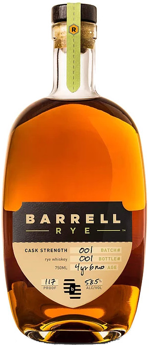 Barrell Rye Batch 001 Aged 4 1/2 years Barrel Strength Distilled in Indiana and Tennessee