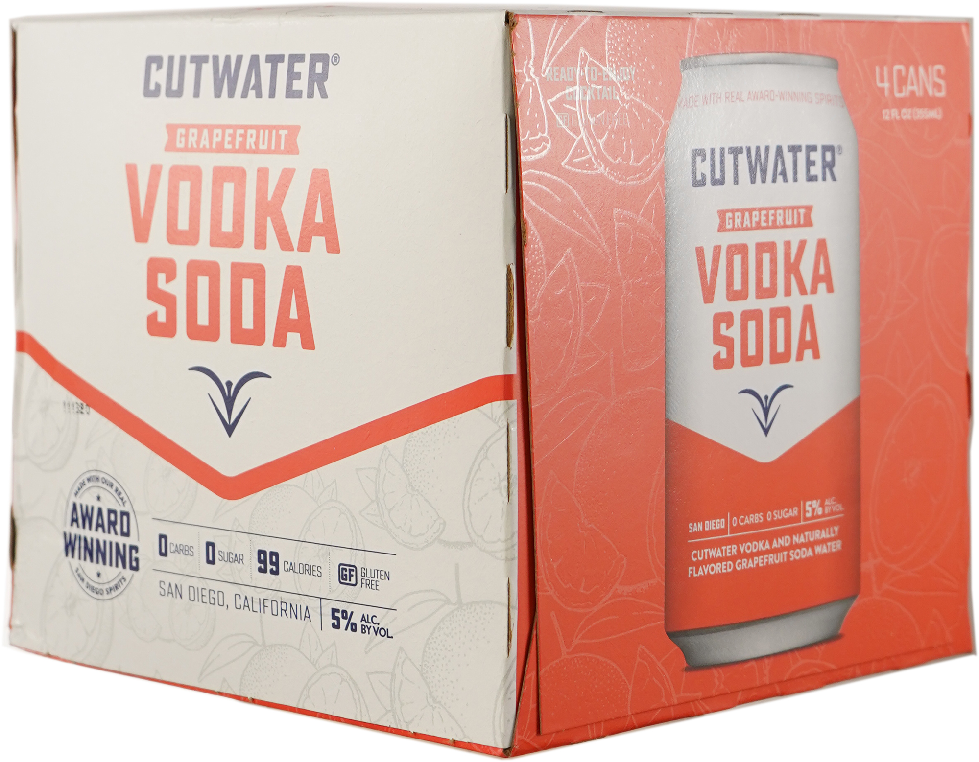 Cutwater Spirits Vodka Grapefruit 99 Soda Ready to Drink Cocktail 4 Pack Can