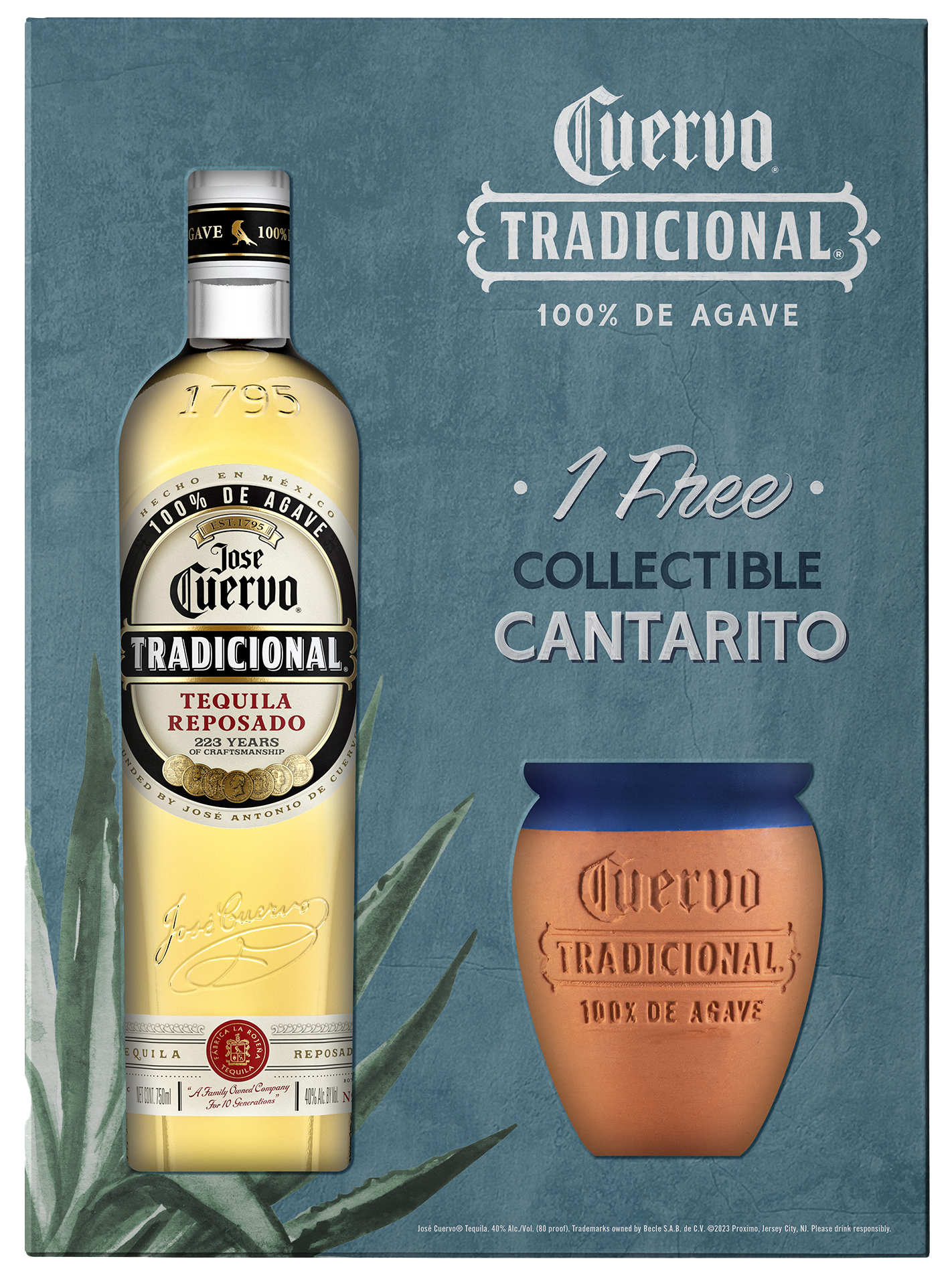Jose Cuervo Tradicional Reposado Tequila Gift Set 750 ml Bottle