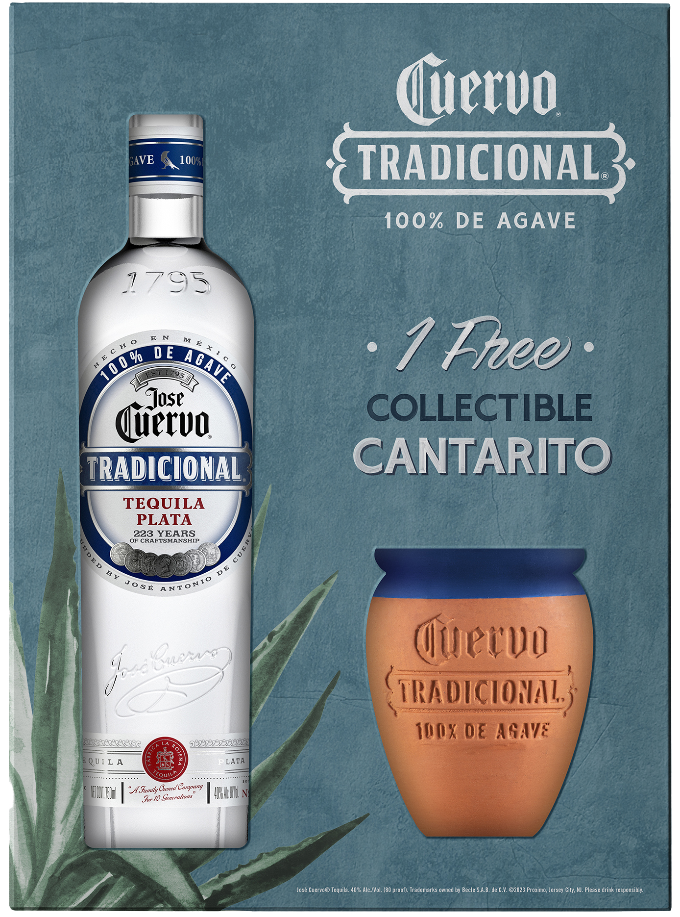 Jose Cuervo Tradicional Silver Tequila with Glasses
