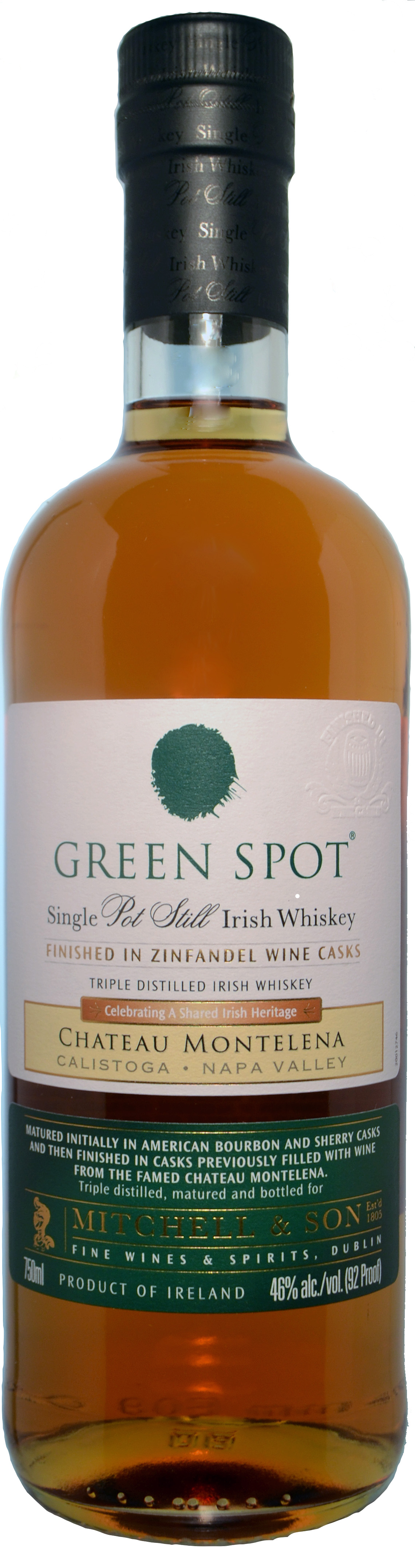 Green Spot Single Pot Still Irish Whiskey Finished in ex Chateau Montelena Zindfandel Casks