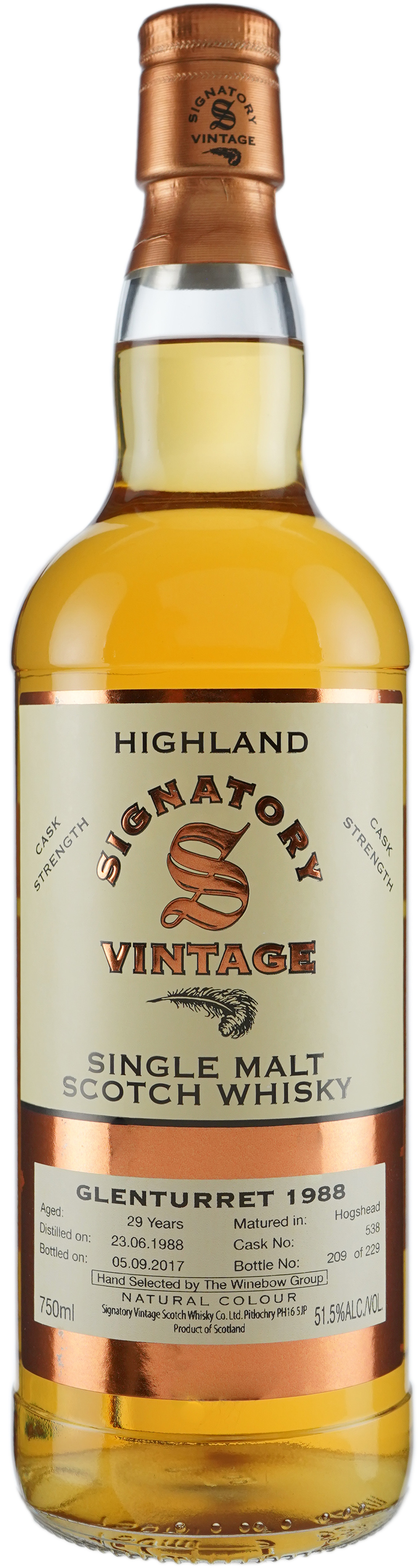 Signatory Glenturret 29 year old Hogshead # 538 Winebow Select 1988