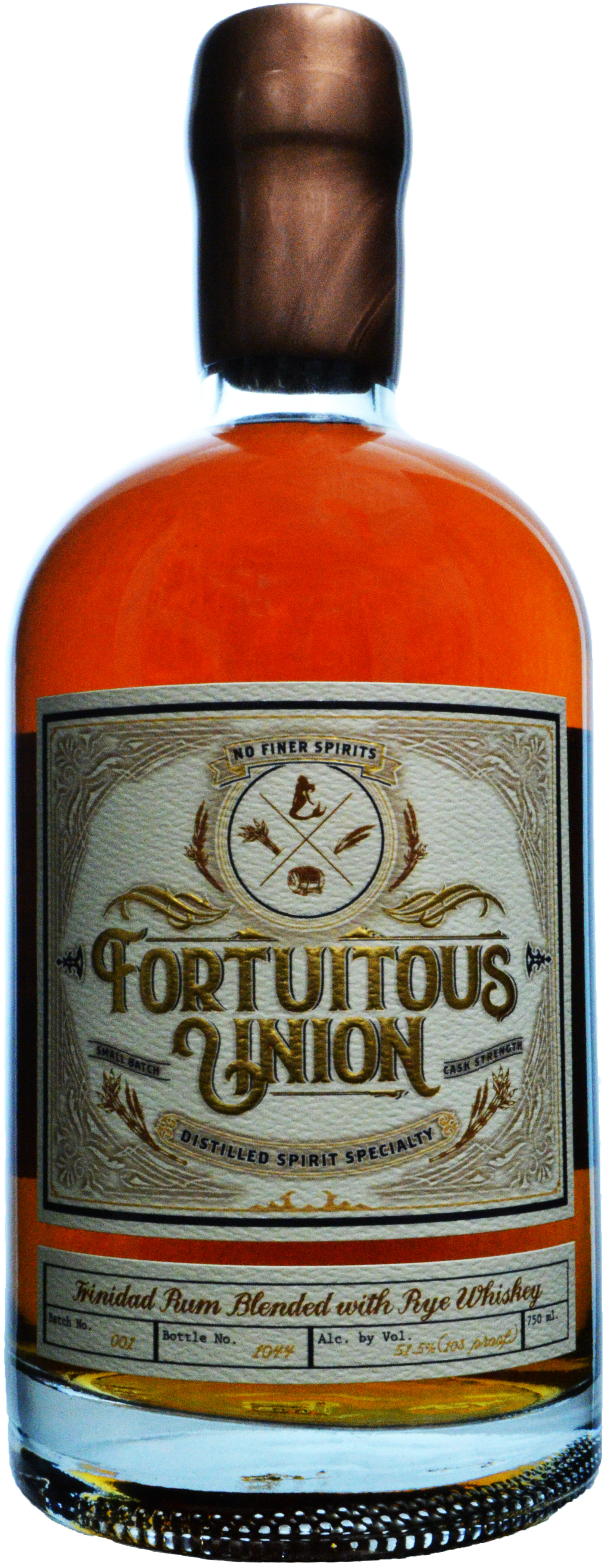 Fortuitous Union Trinidad Rum Blended with Rye Whiskey Binny's Handpicked