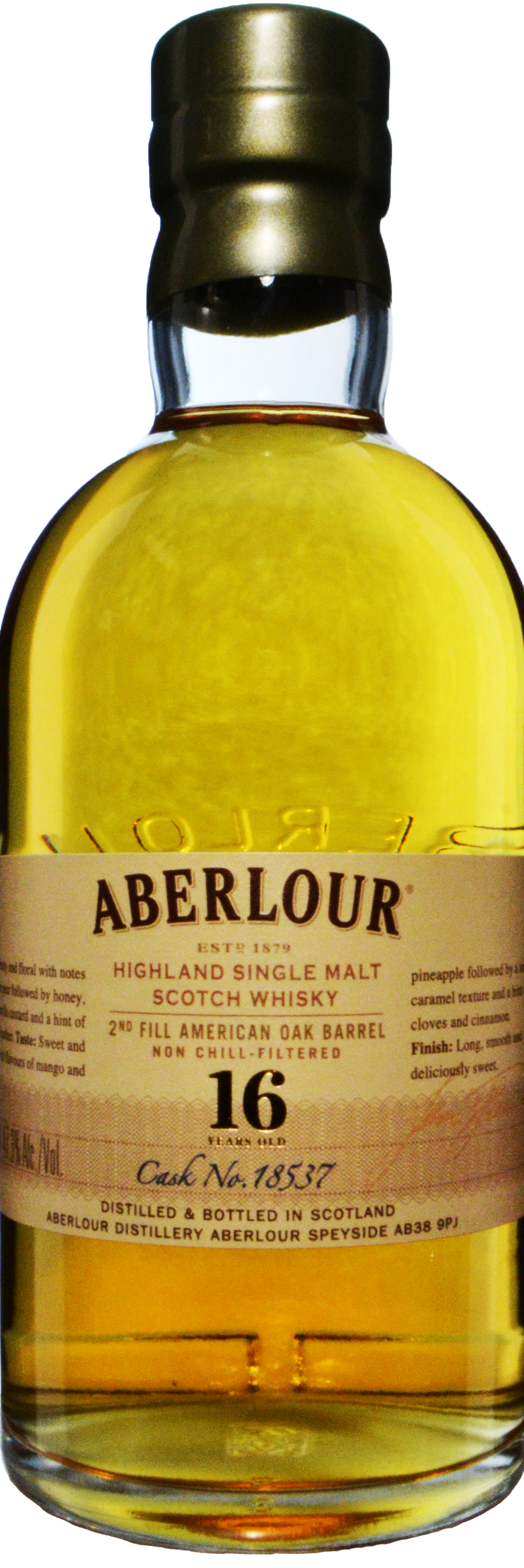 Aberlour 16 year old 2nd Fill Single Bourbon Cask # 18537 Chicago Exclusive 1990