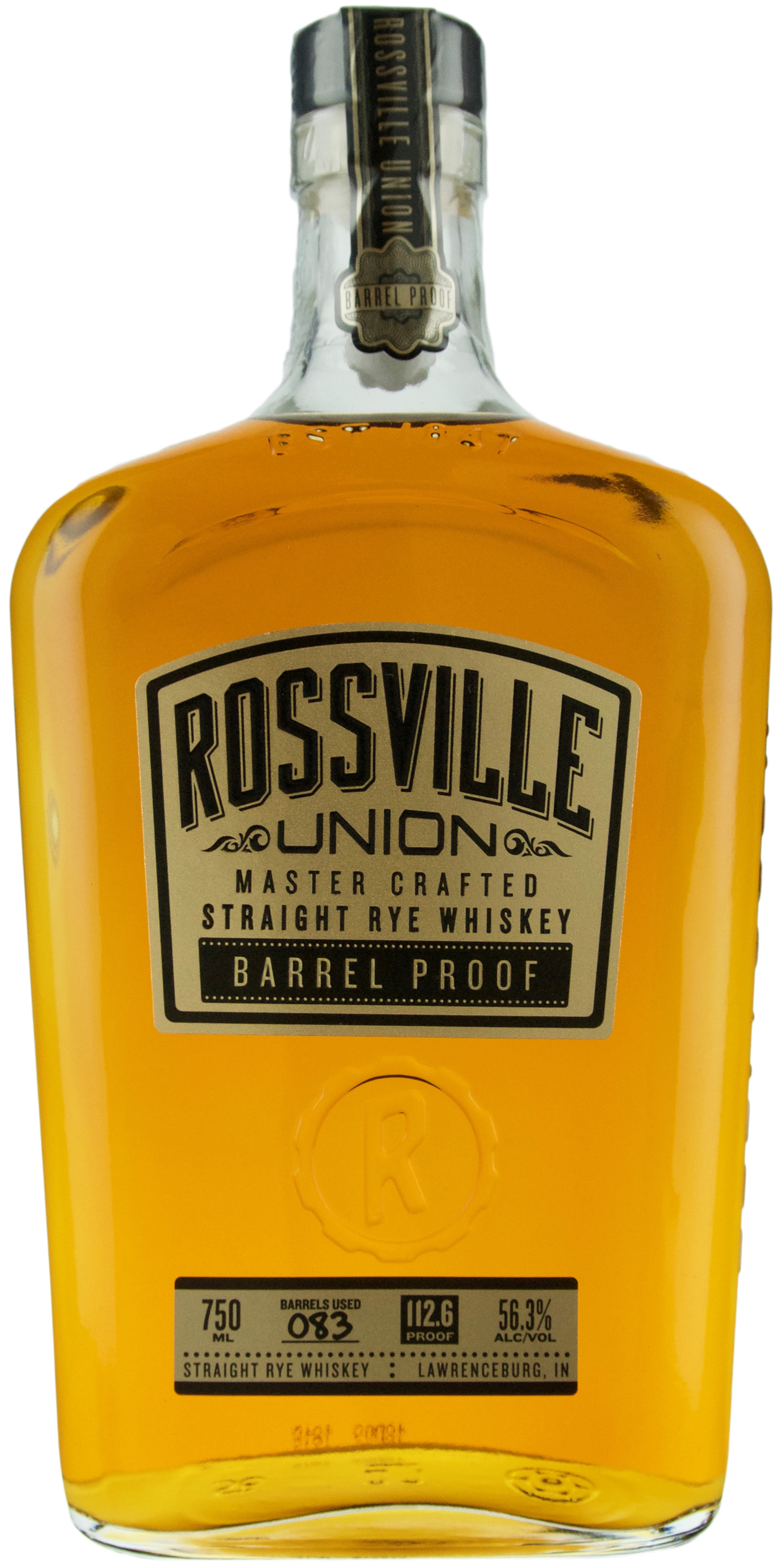 Rossville Union Master Crafted Straight Rye Whiskey Barrel Proof