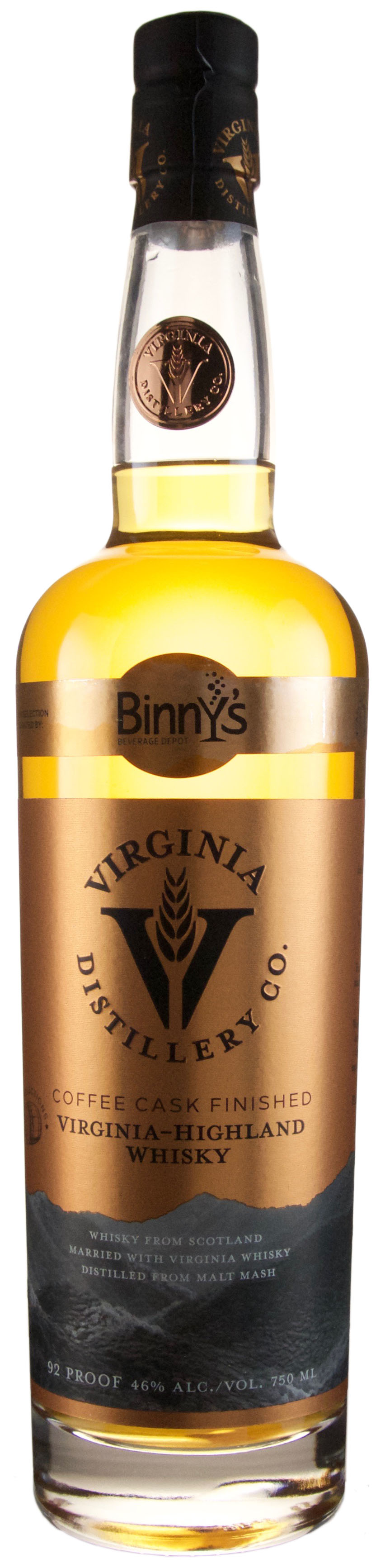Virginia Distillery Company Coffee Cask Finshied Virginia Highland Malt Binny's Select